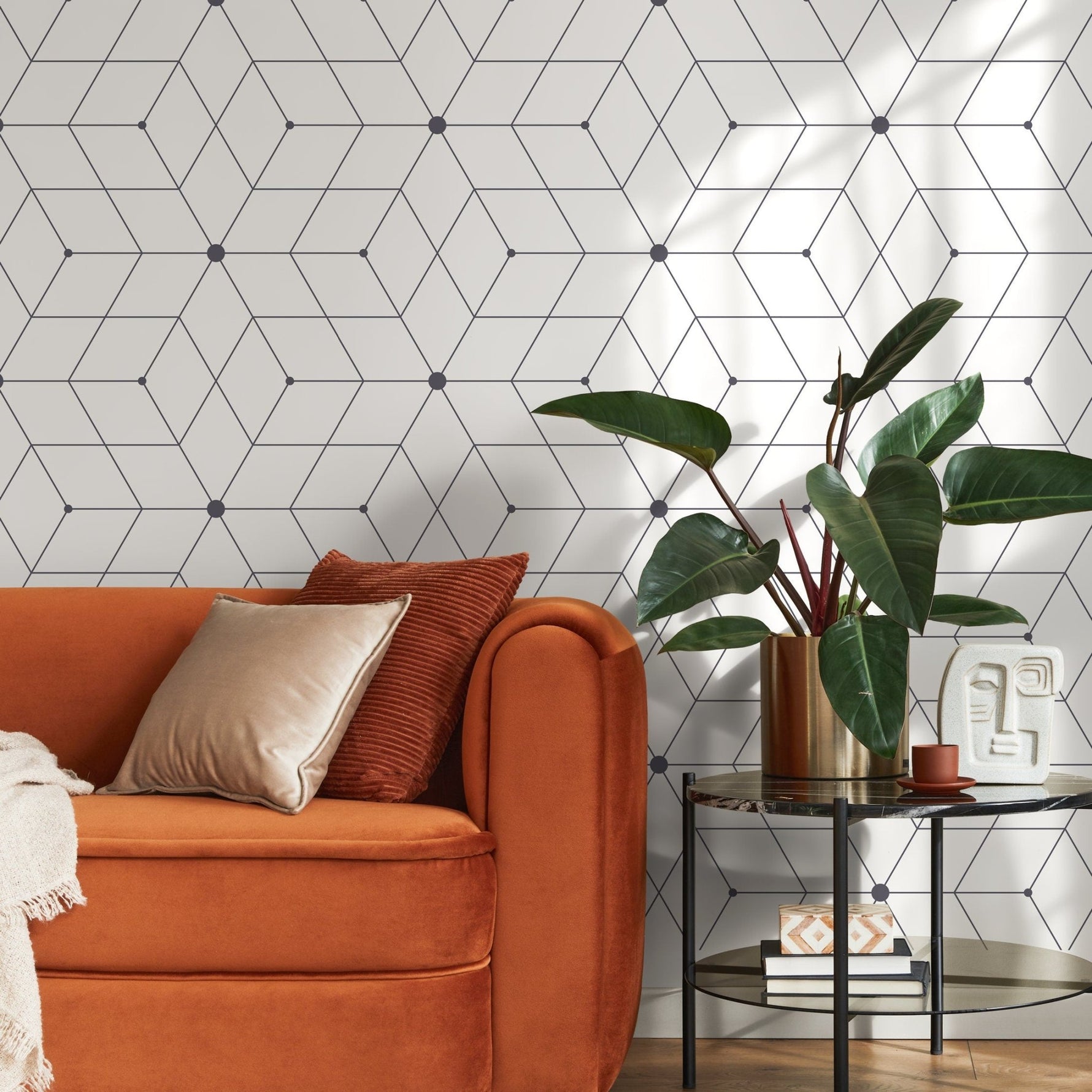 Geometric Diamond Grid Wallpaper - A022 - WallTrend