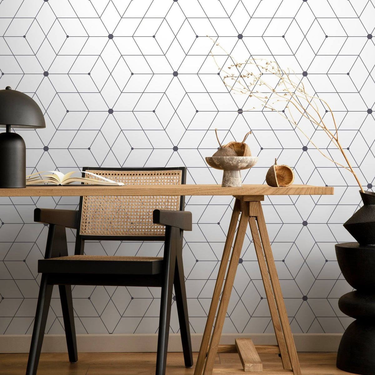 Geometric Diamond Grid Wallpaper - A022 - WallTrend