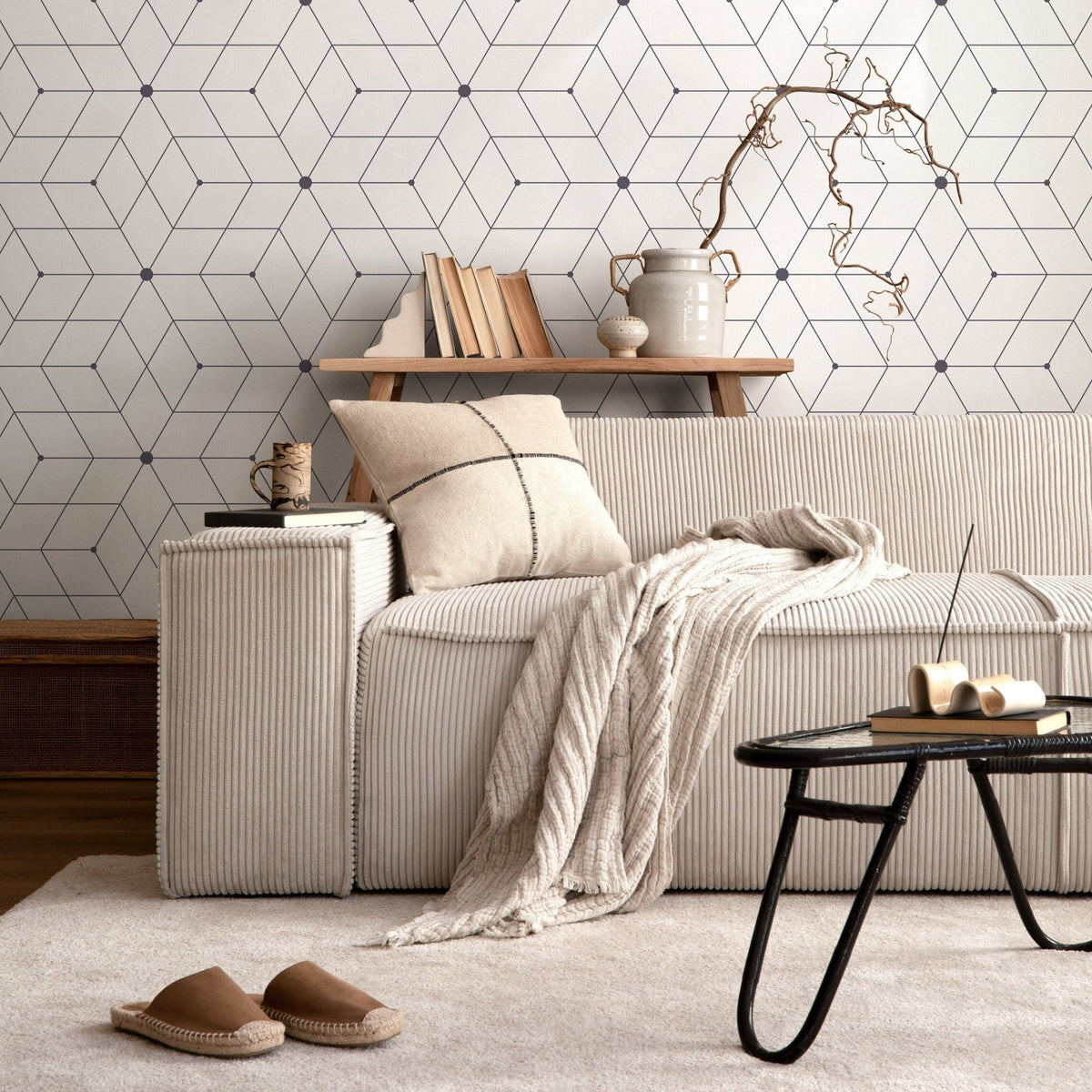 Geometric Diamond Grid Wallpaper - A022 - WallTrend