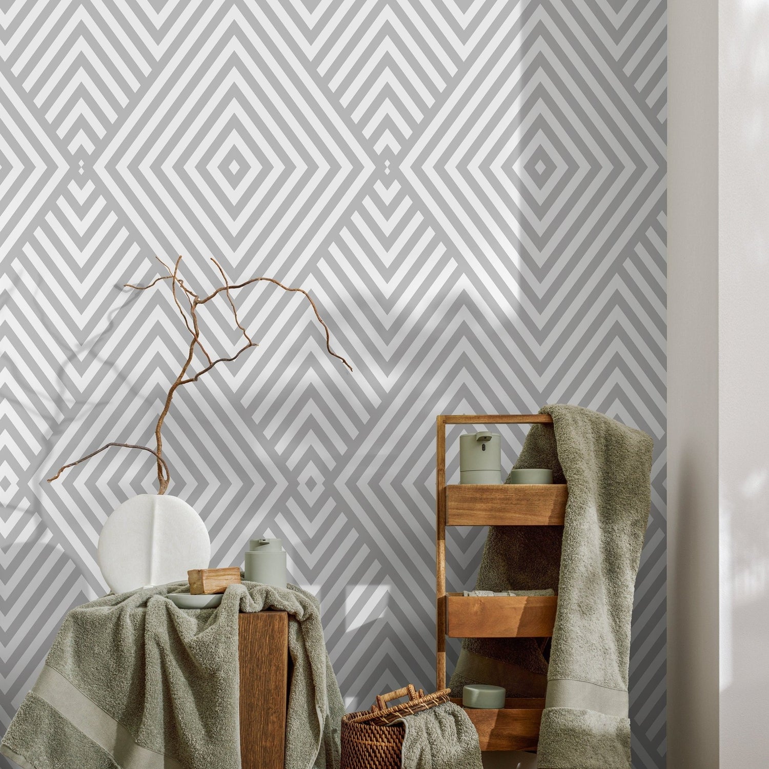 Geometric Diamond Harmony Wallpaper - A335 - WallTrend