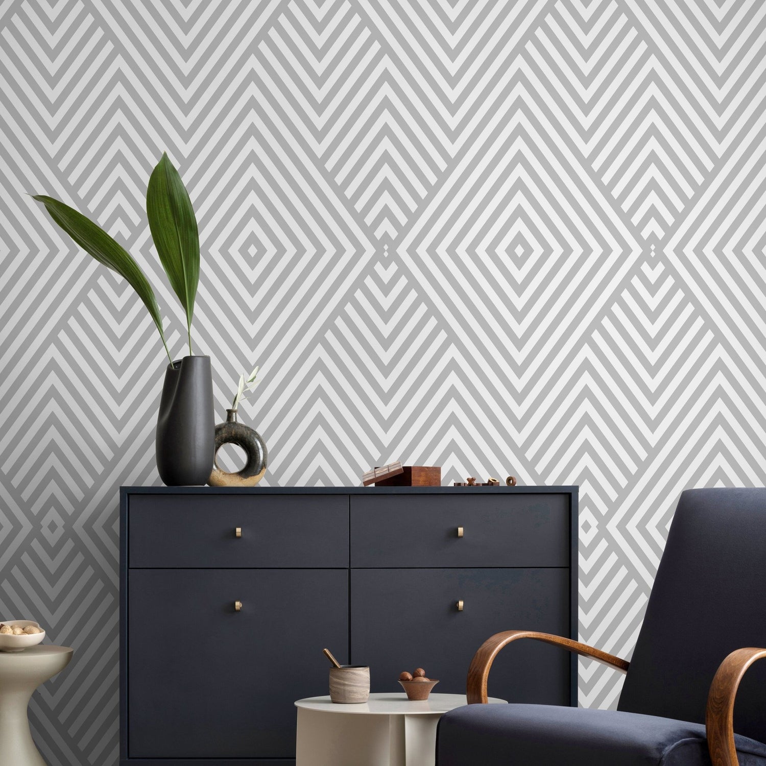 Geometric Diamond Harmony Wallpaper - A335 - WallTrend