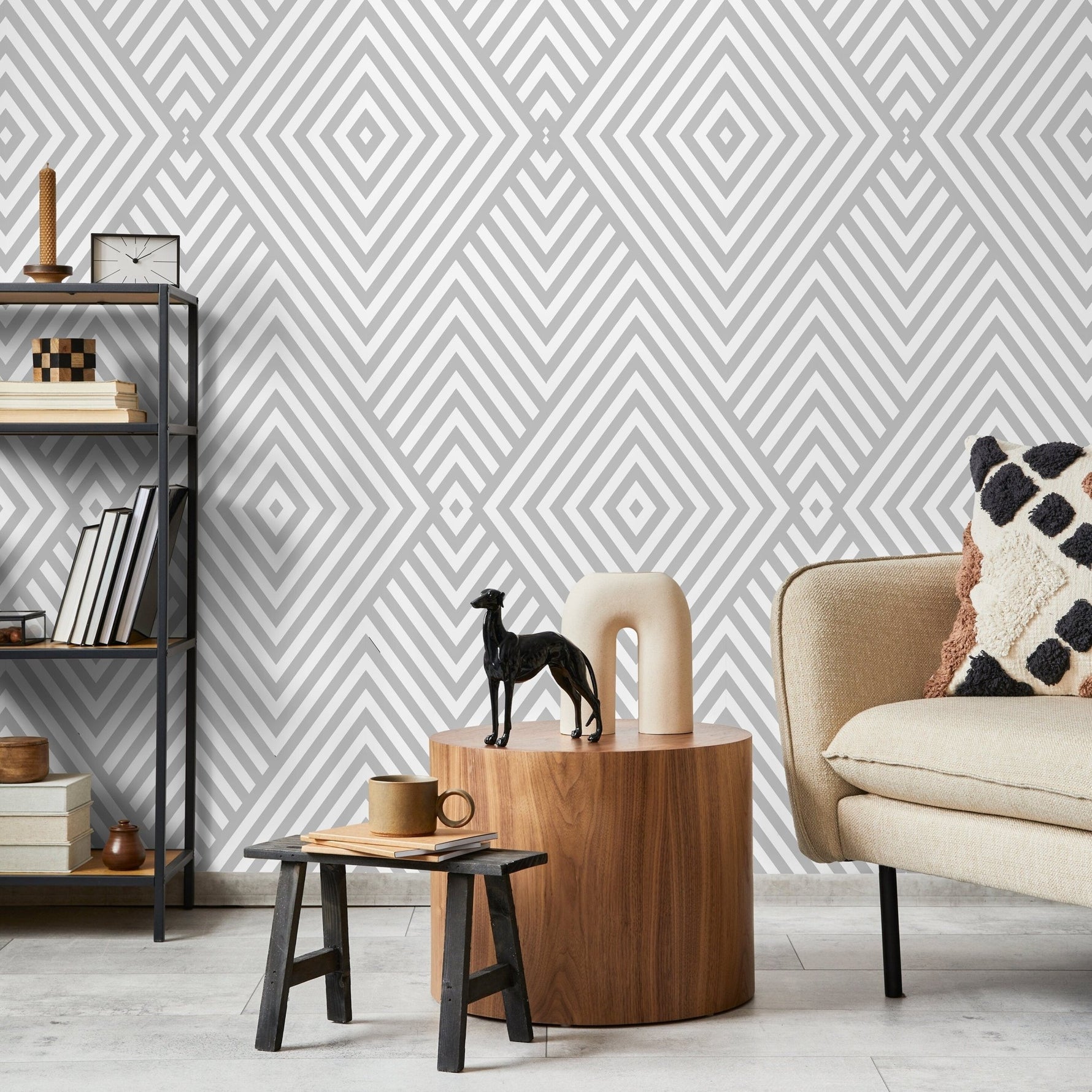 Geometric Diamond Harmony Wallpaper - A335 - WallTrend