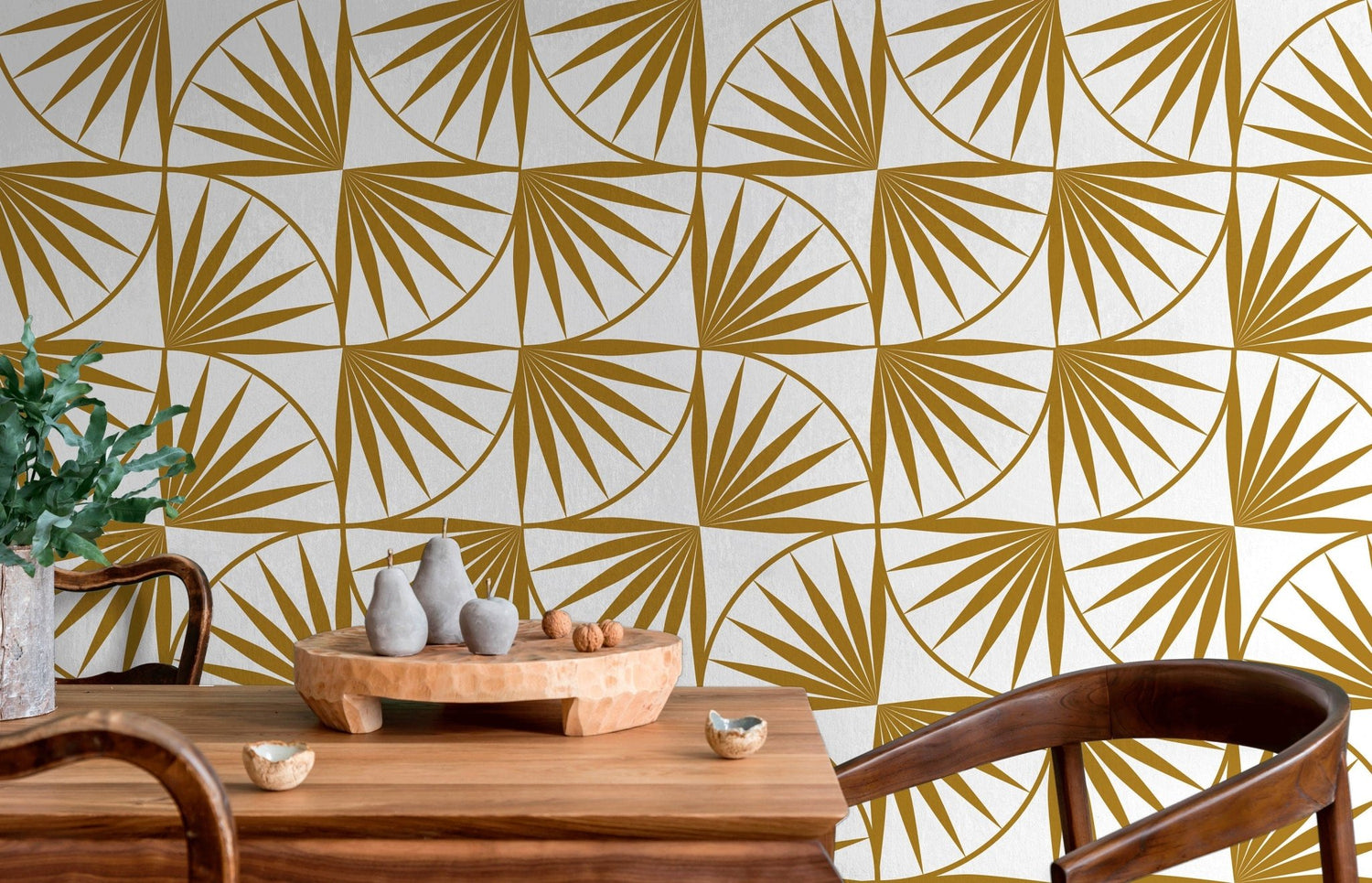 Geometric Fan Foliage Wallpaper - B942 - WallTrend
