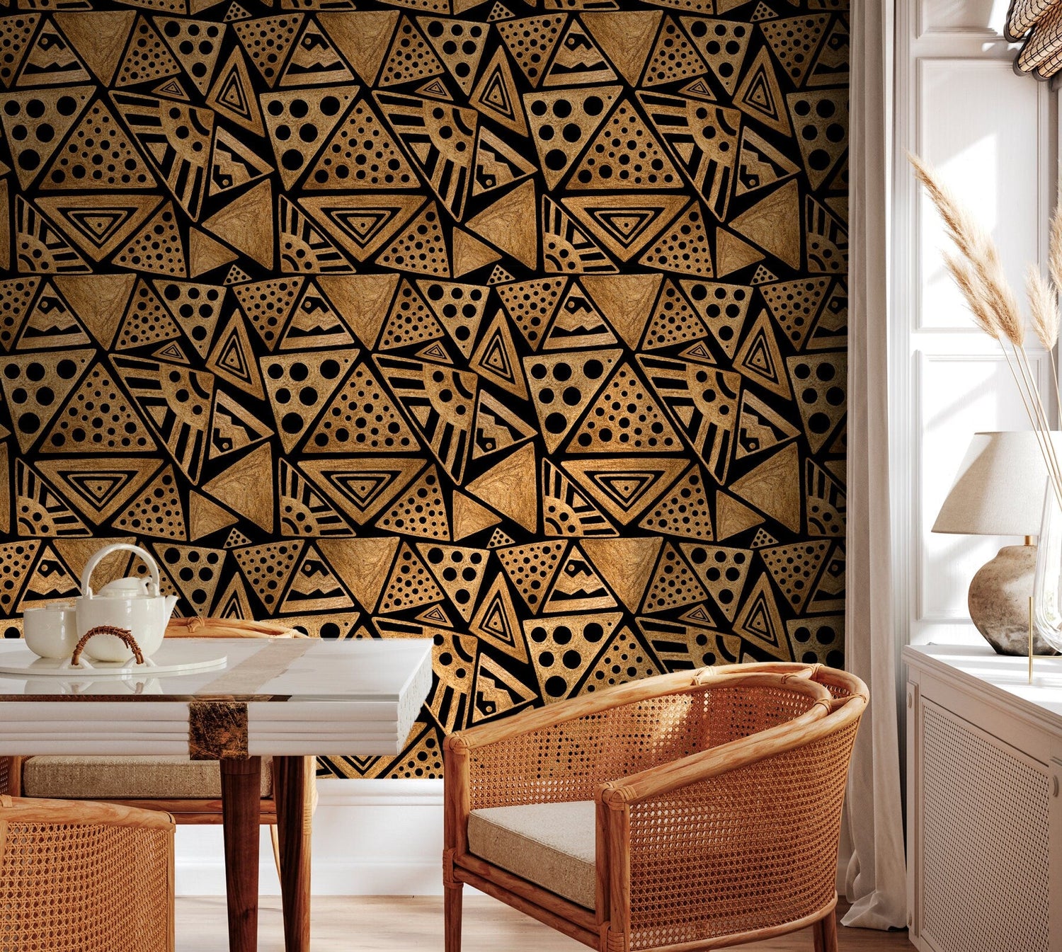 Geometric Gold Luxe Wallpaper - C341 - WallTrend