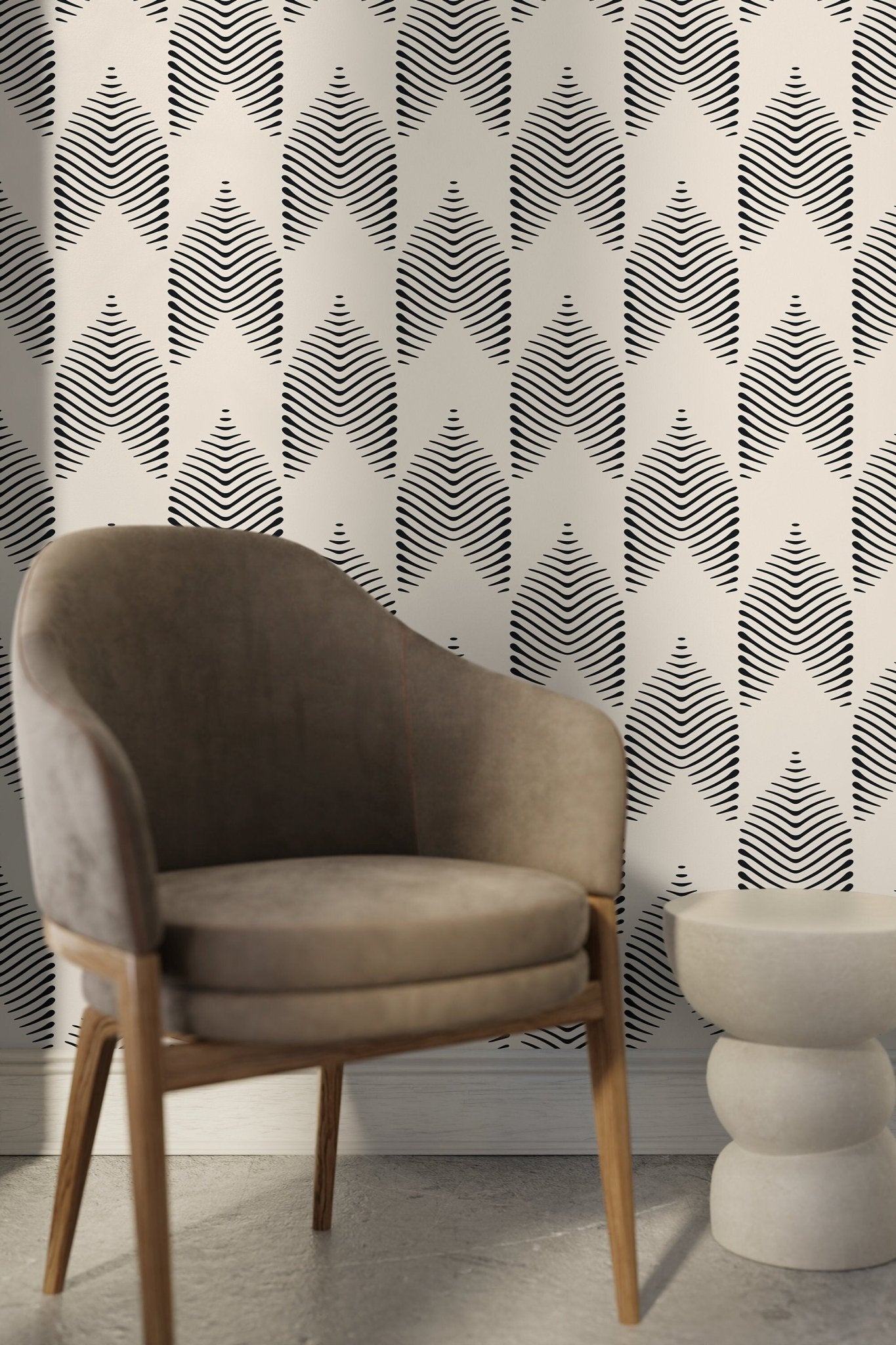 Geometric Herringbone Pattern Wallpaper - C774 - WallTrend