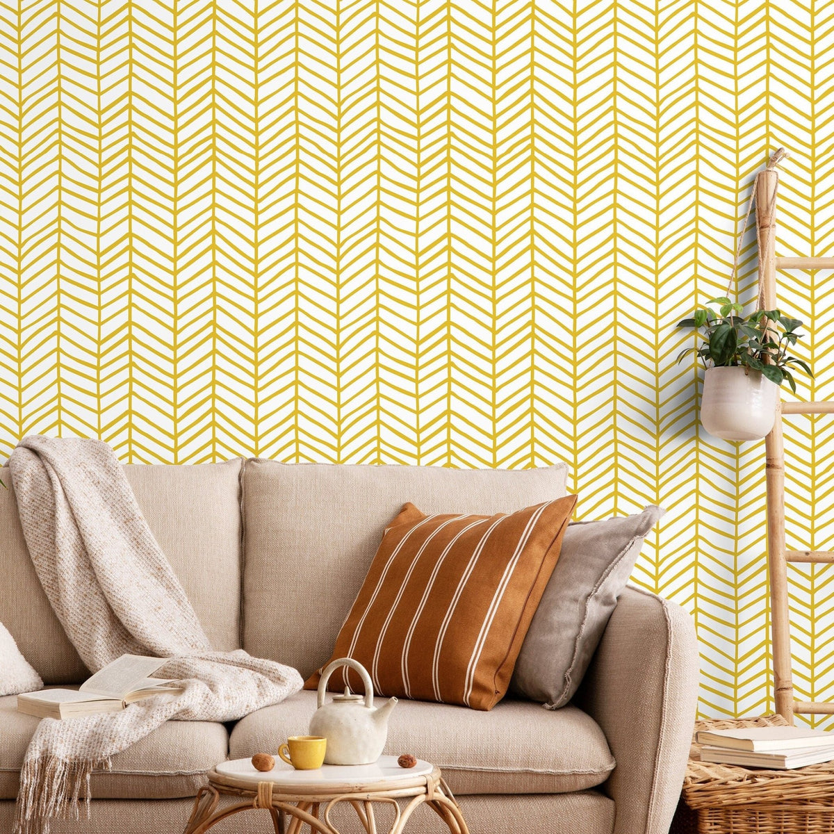 Geometric Herringbone Wallpaper - A052 - WallTrend