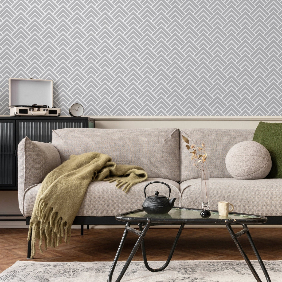 Geometric Herringbone Wallpaper - A329 - WallTrend