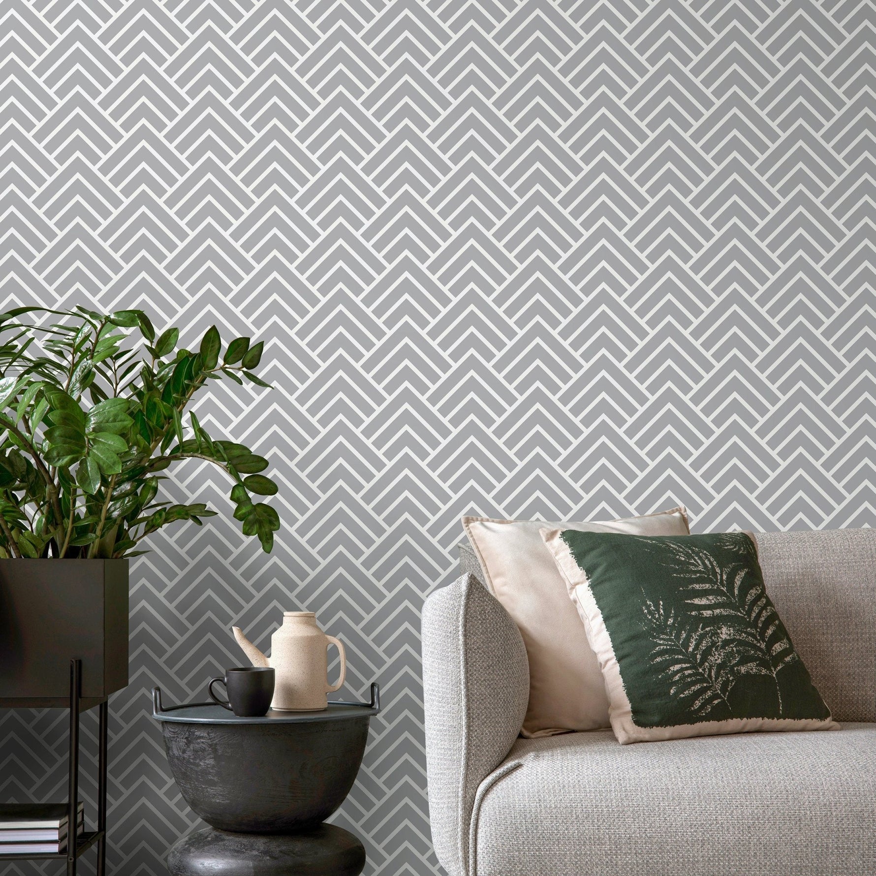 Geometric Herringbone Wallpaper - A329 - WallTrend