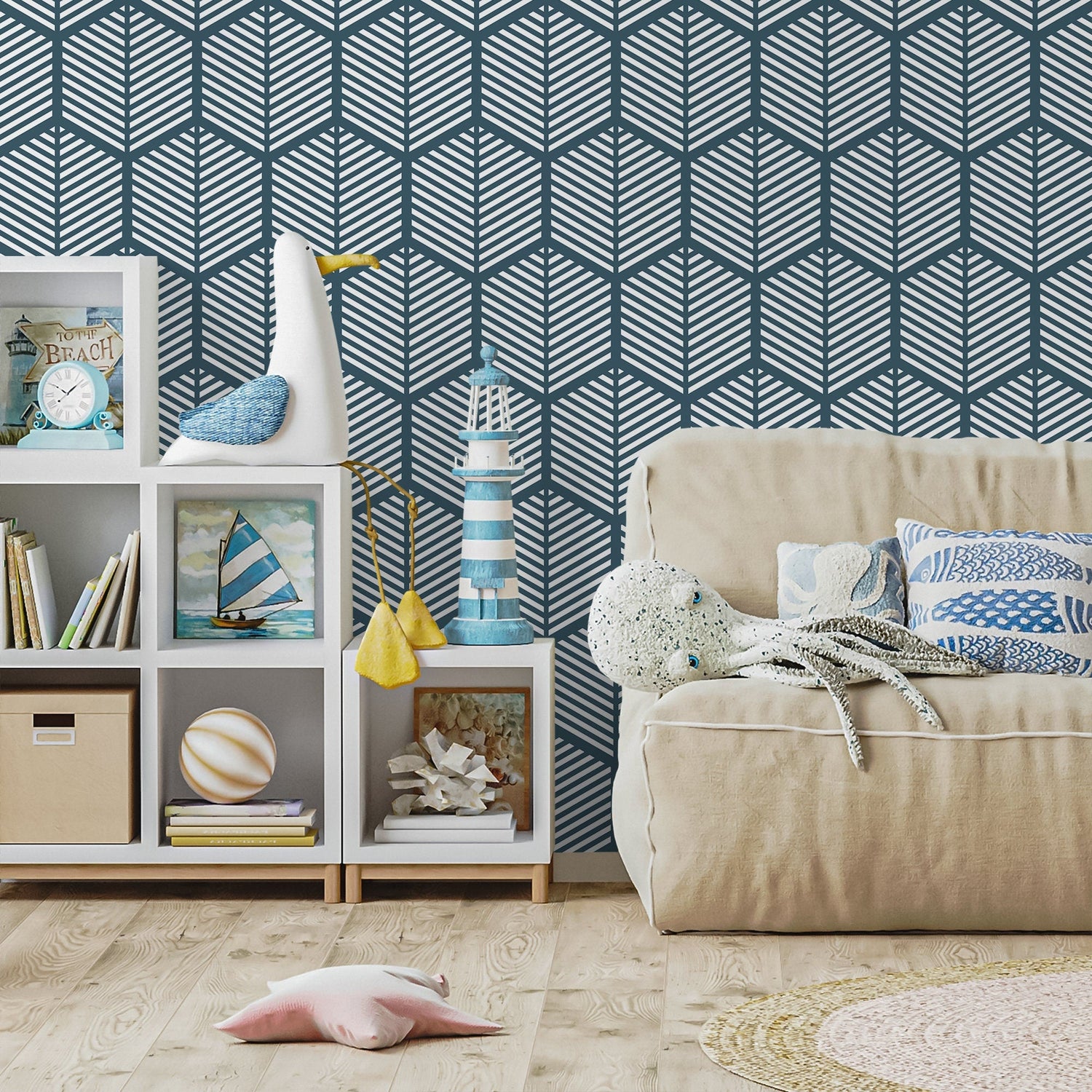 Geometric Leaf Pattern Wallpaper - A616 - WallTrend