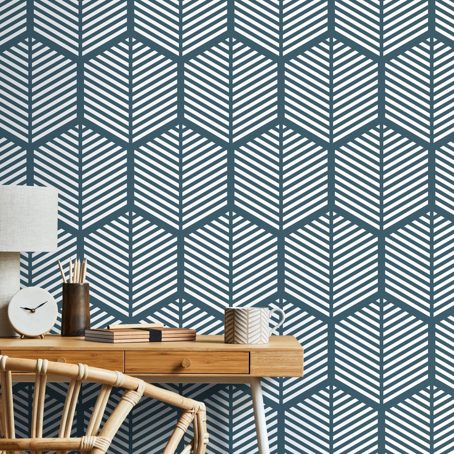 Geometric Leaf Pattern Wallpaper - A616 - WallTrend