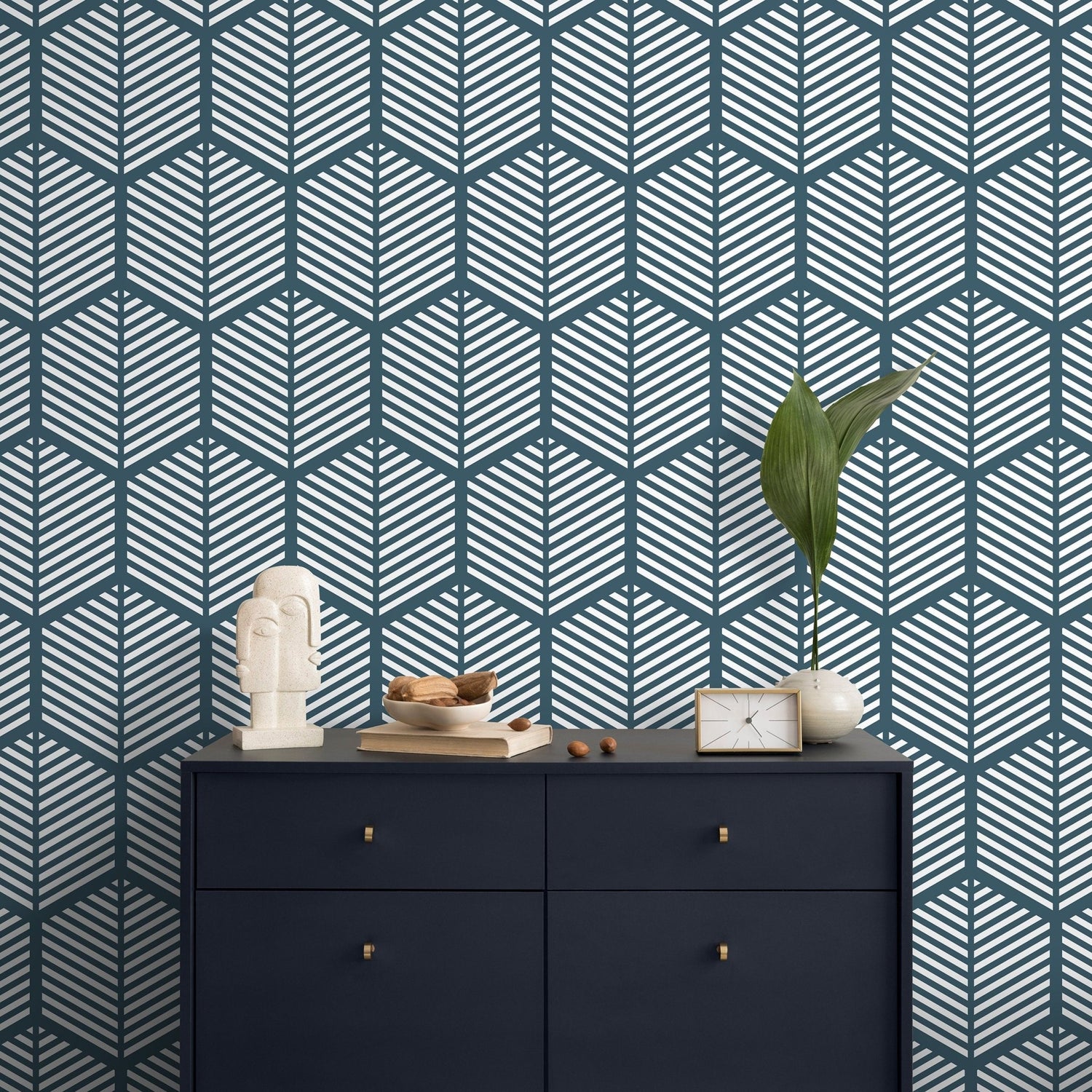 Geometric Leaf Pattern Wallpaper - A616 - WallTrend