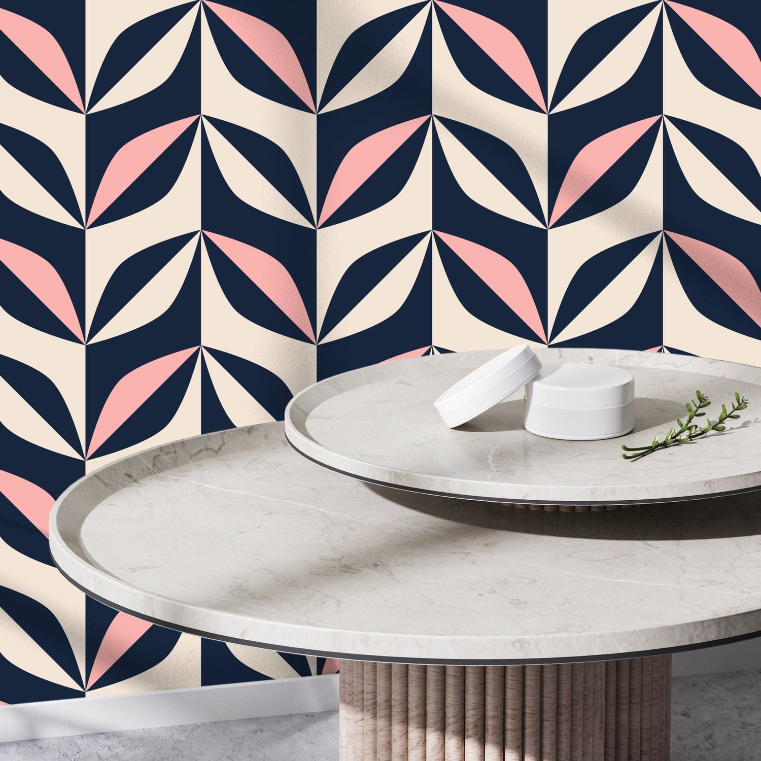 Geometric Leaf Pattern Wallpaper - B439 - WallTrend