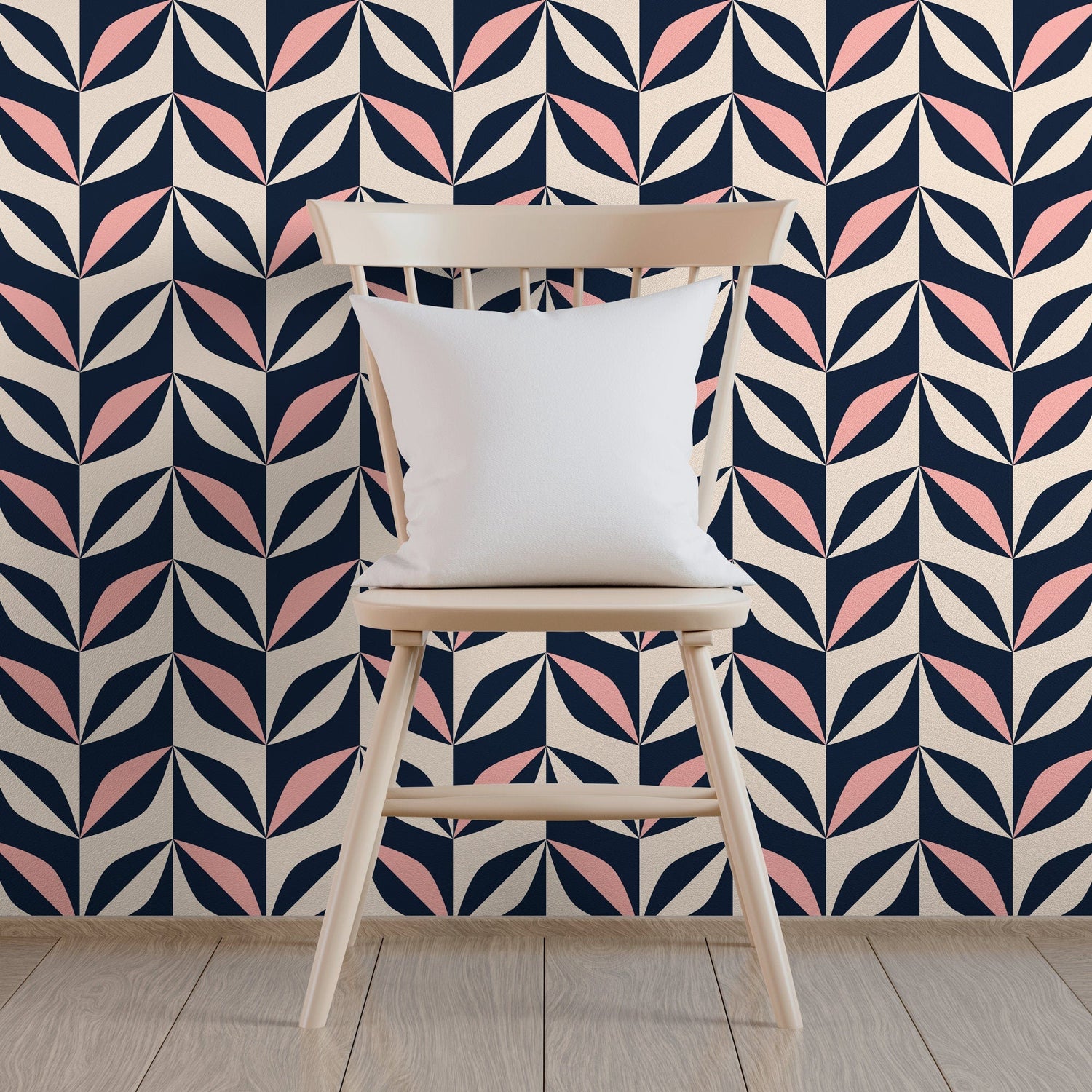 Geometric Leaf Pattern Wallpaper - B439 - WallTrend