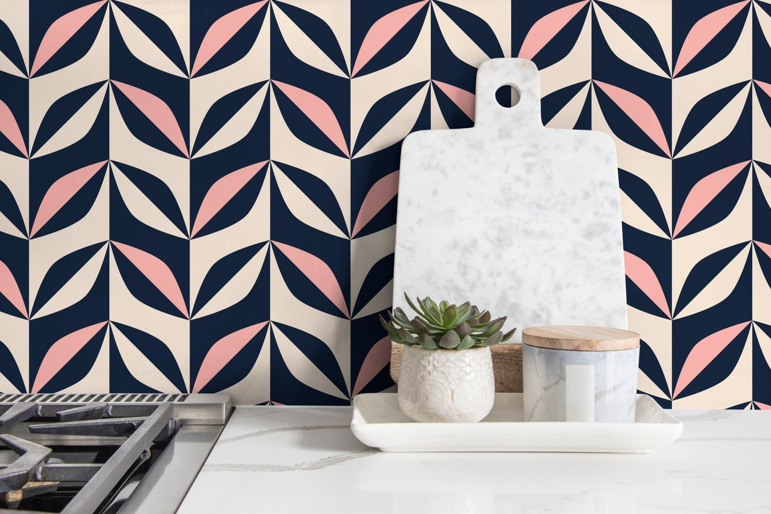 Geometric Leaf Pattern Wallpaper - B439 - WallTrend