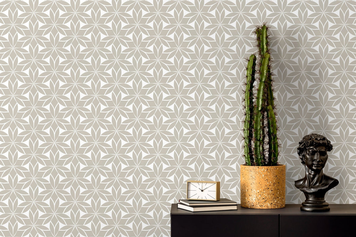 Geometric Leaf Pattern Wallpaper - D174 - WallTrend