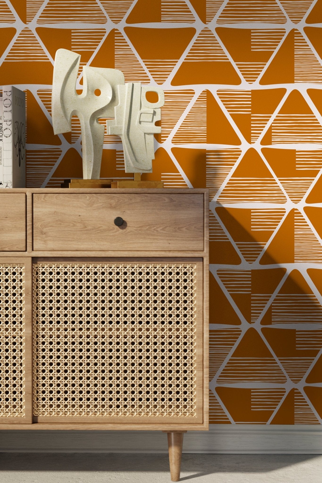 Geometric Lines Orange Wallpaper - C466 - WallTrend