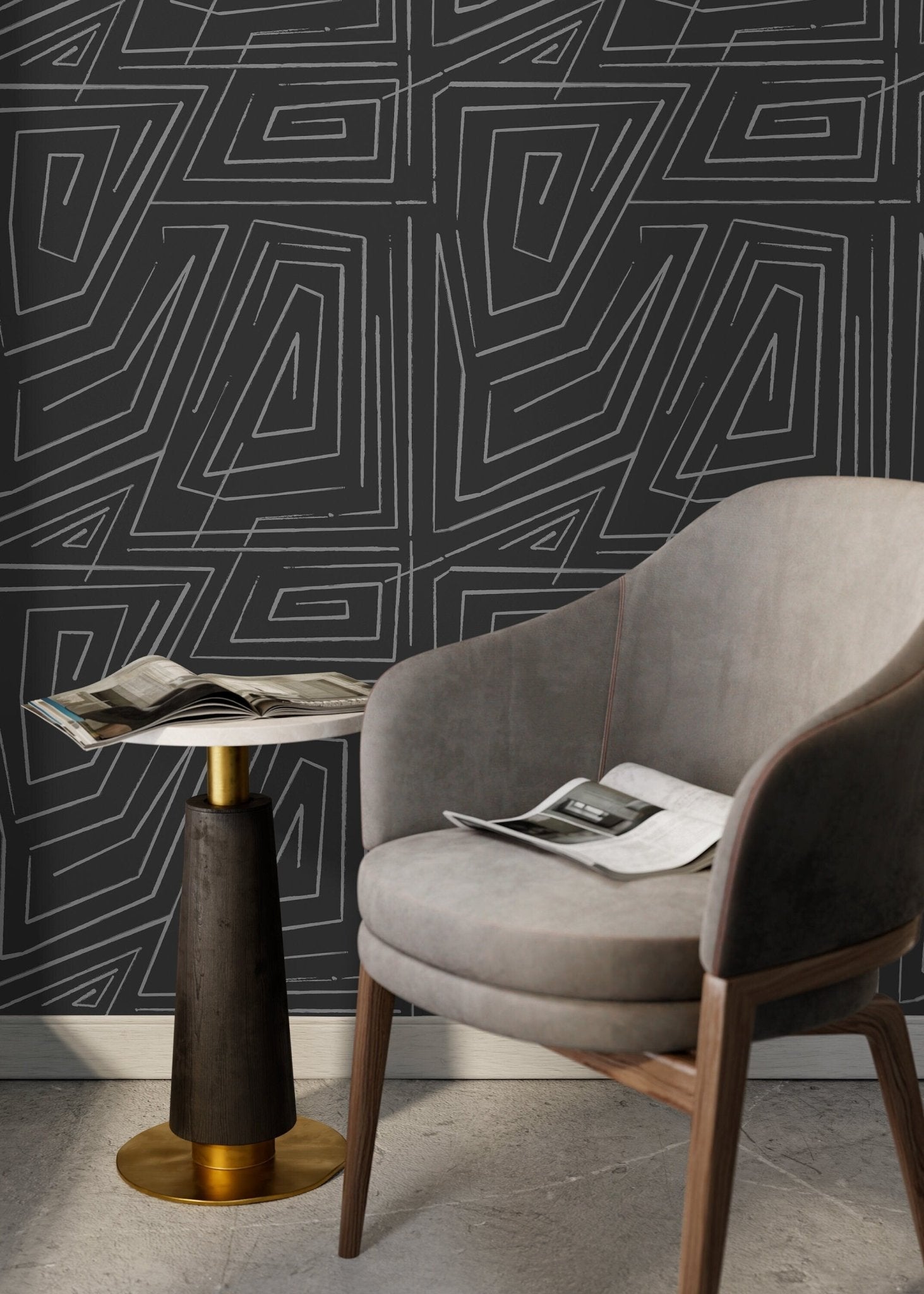 Geometric Maze Wallpaper - C529 - WallTrend