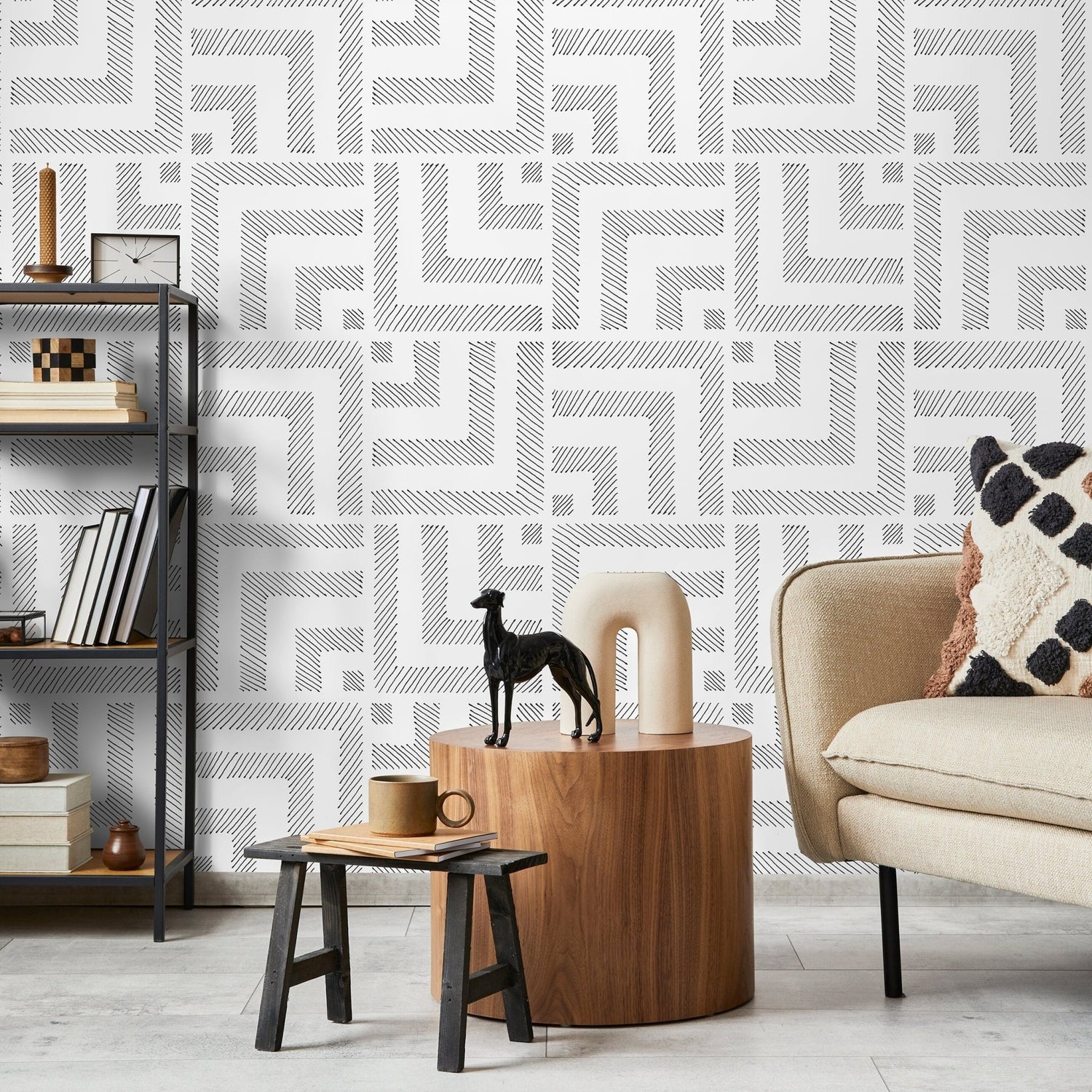 Geometric Maze Wallpaper - C762 - WallTrend