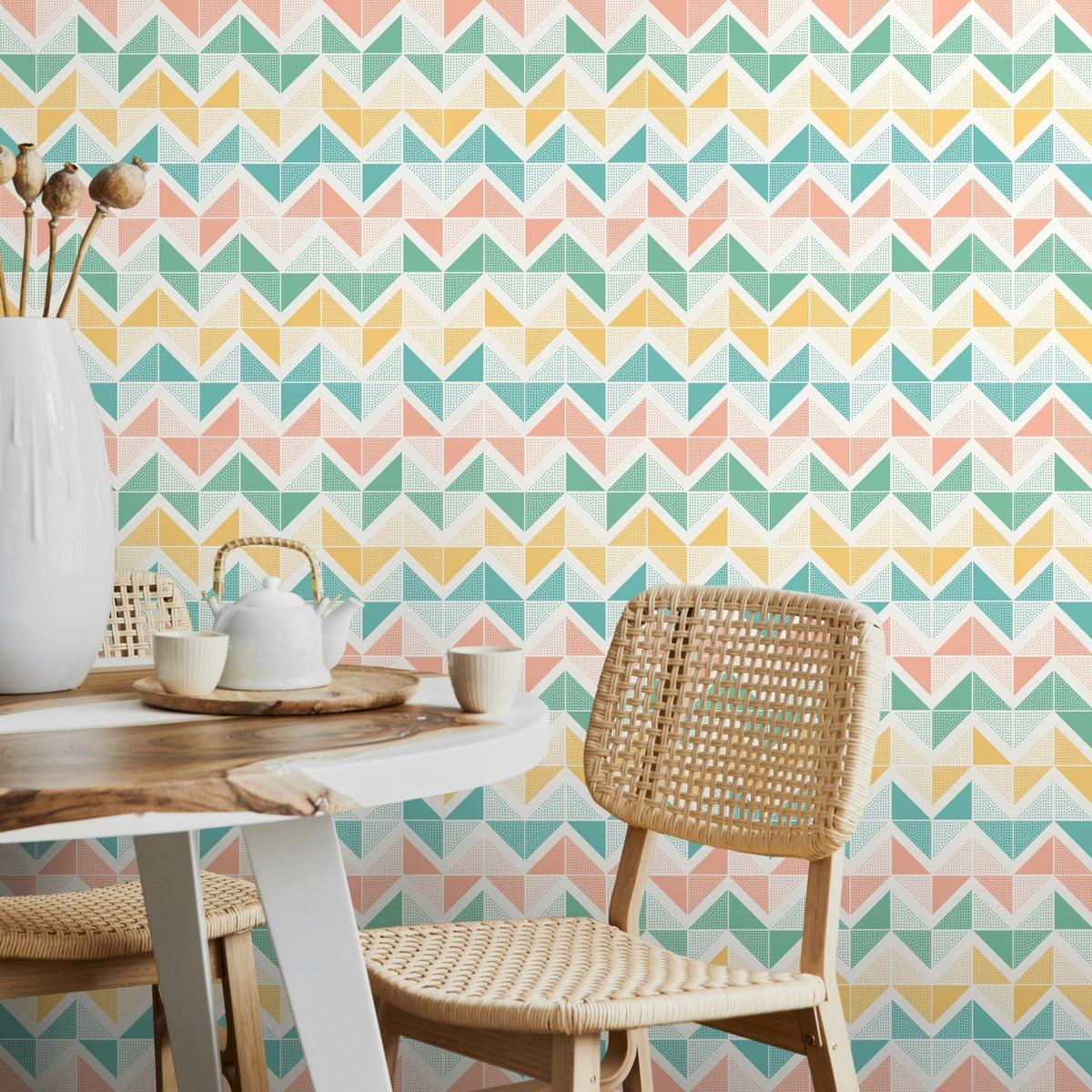 Geometric Pastel Mountains Wallpaper - A639 - WallTrend