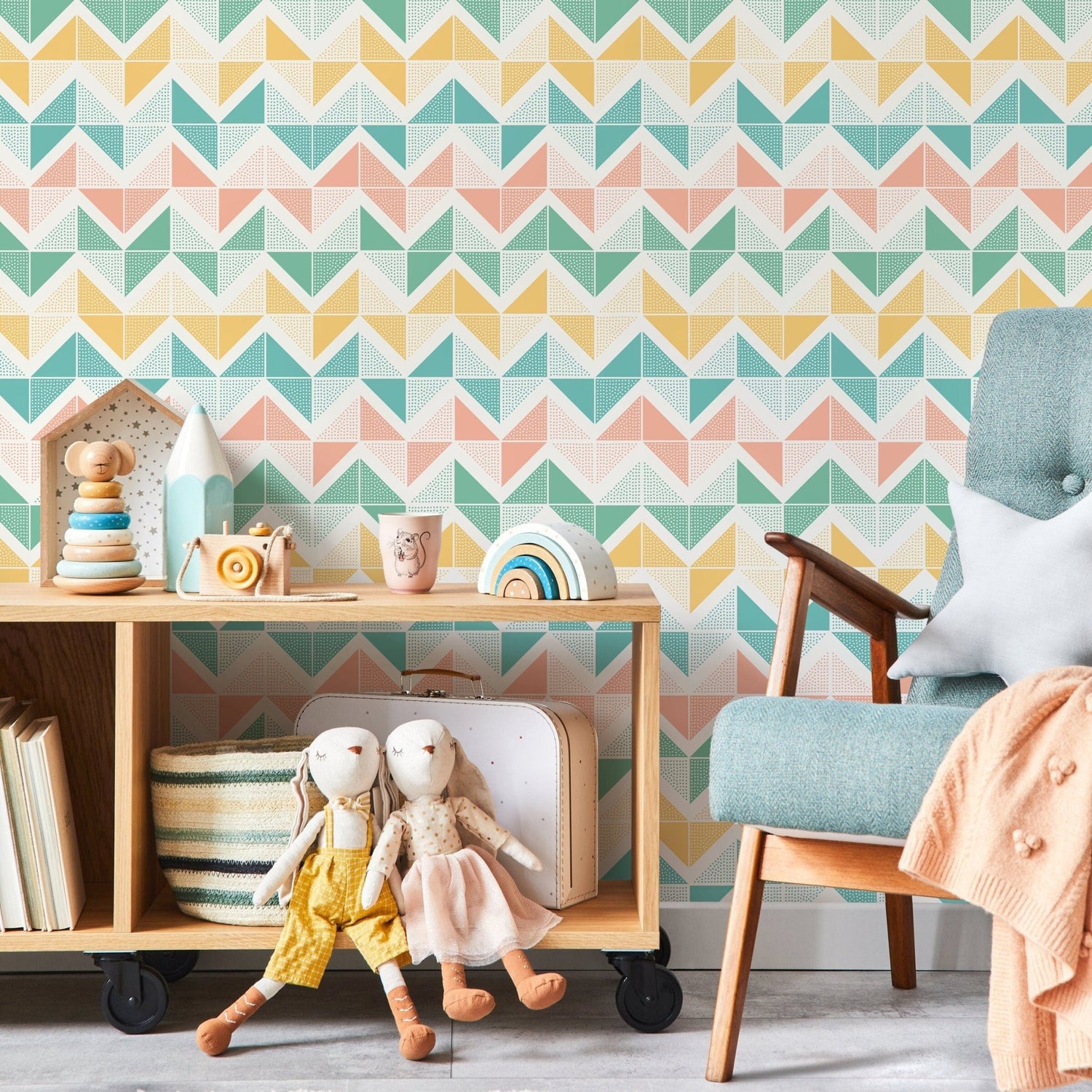 Geometric Pastel Mountains Wallpaper - A639 - WallTrend