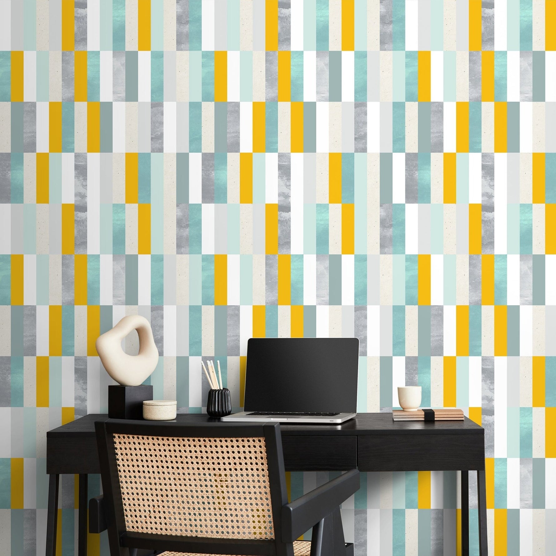 Geometric Pastel Stripe Wallpaper - A177 - WallTrend