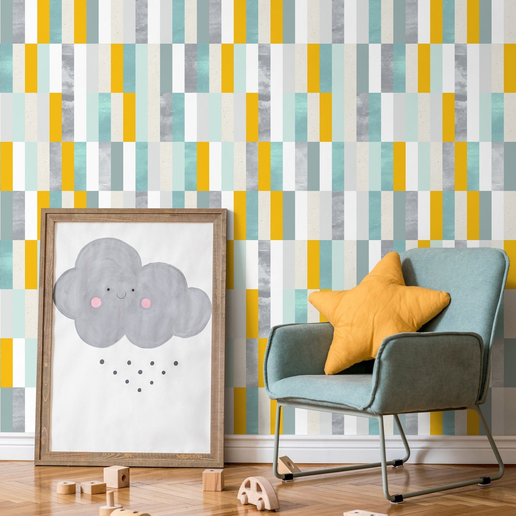 Geometric Pastel Stripe Wallpaper - A177 - WallTrend