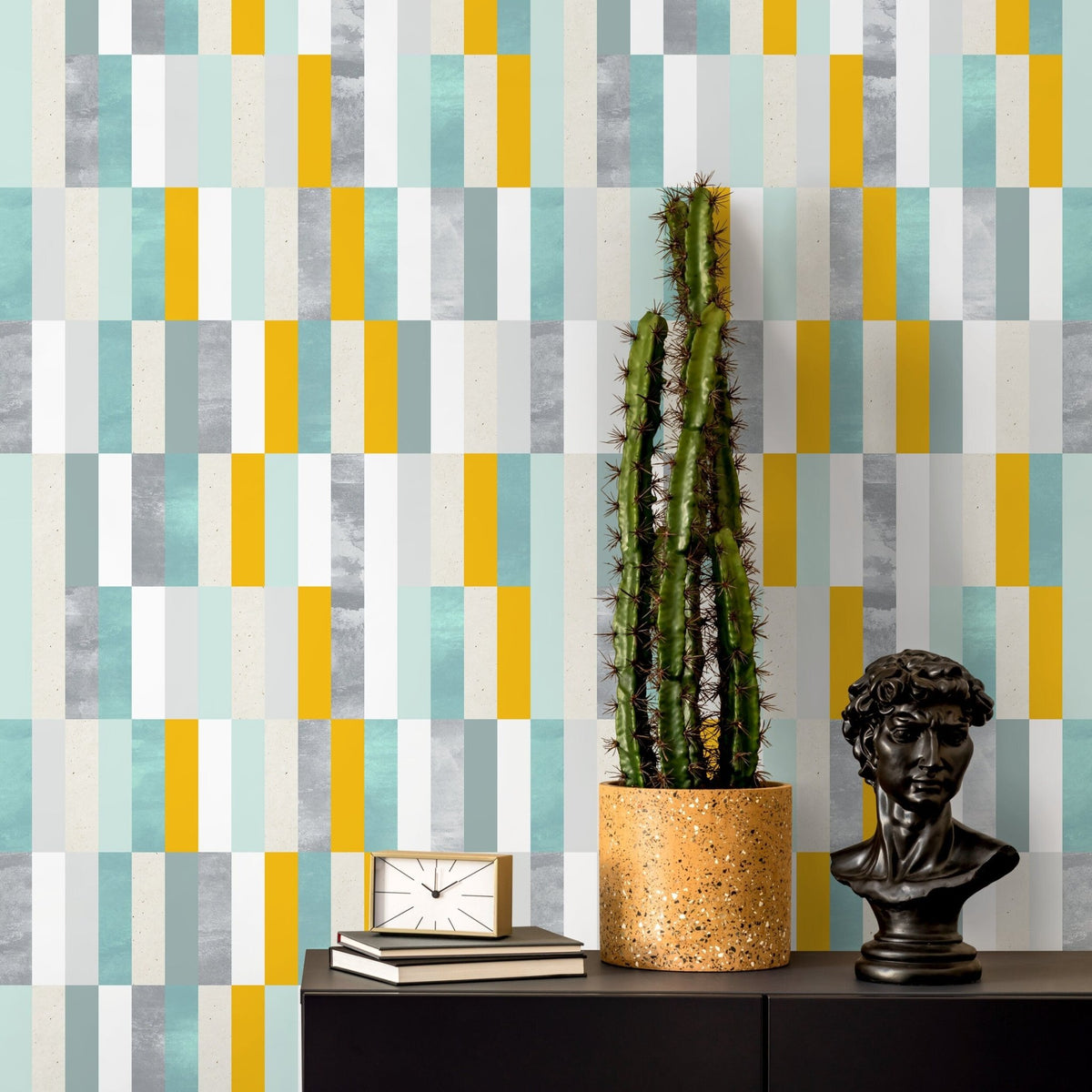 Geometric Pastel Stripe Wallpaper - A177 - WallTrend