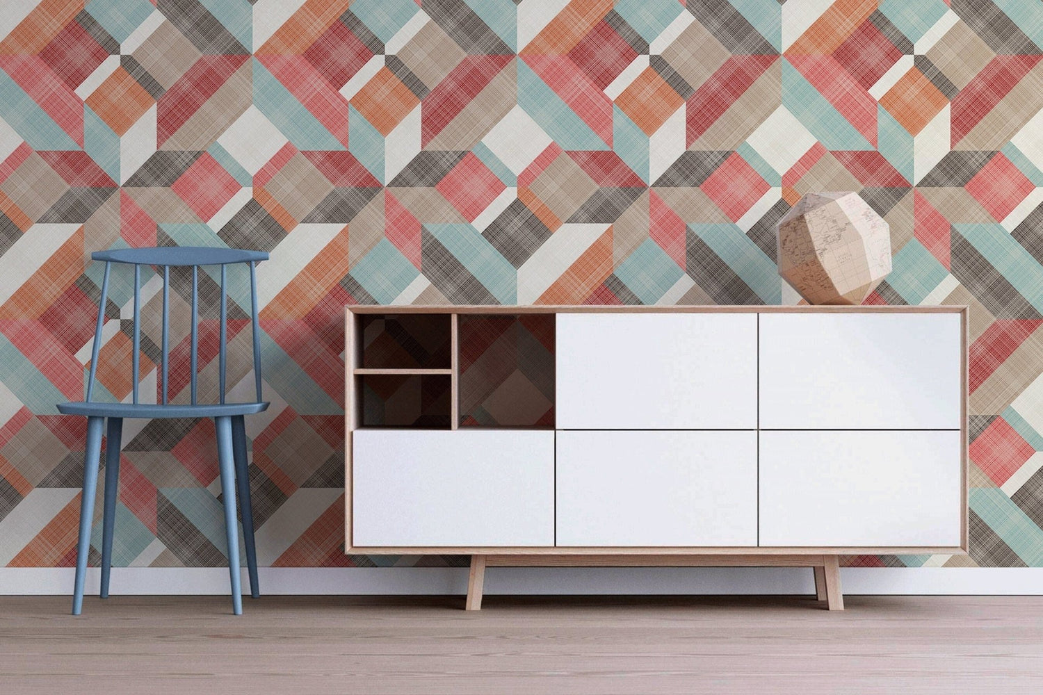 Geometric Retro Burst Wallpaper - B259 - WallTrend