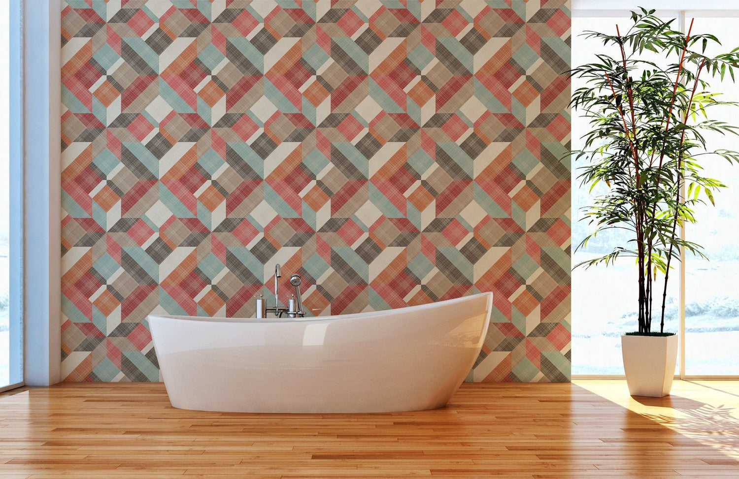 Geometric Retro Burst Wallpaper - B259 - WallTrend