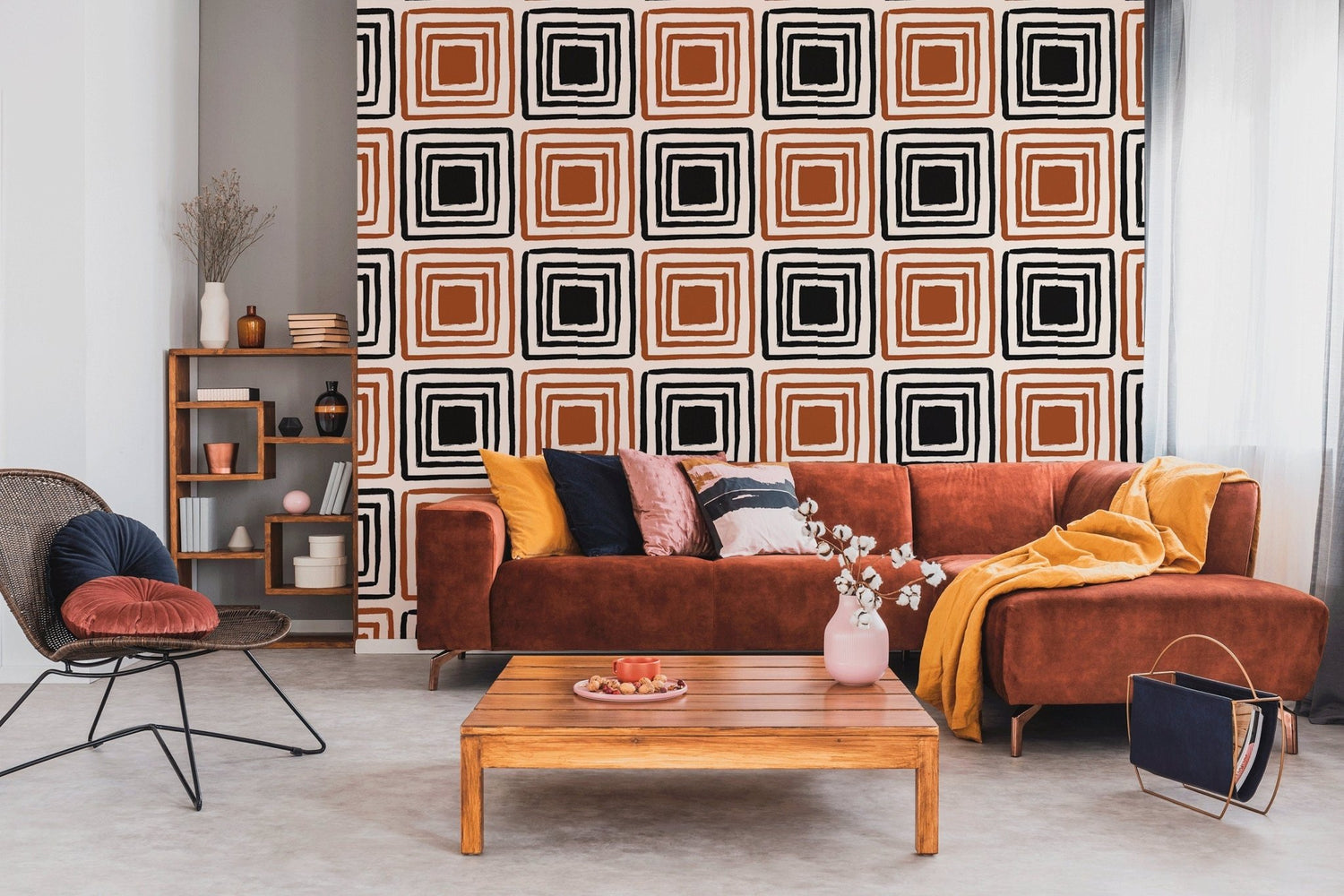 Geometric Squares Wallpaper - B464 - WallTrend