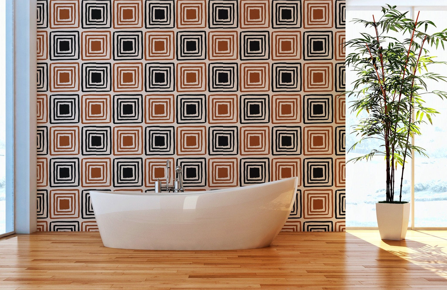 Geometric Squares Wallpaper - B464 - WallTrend