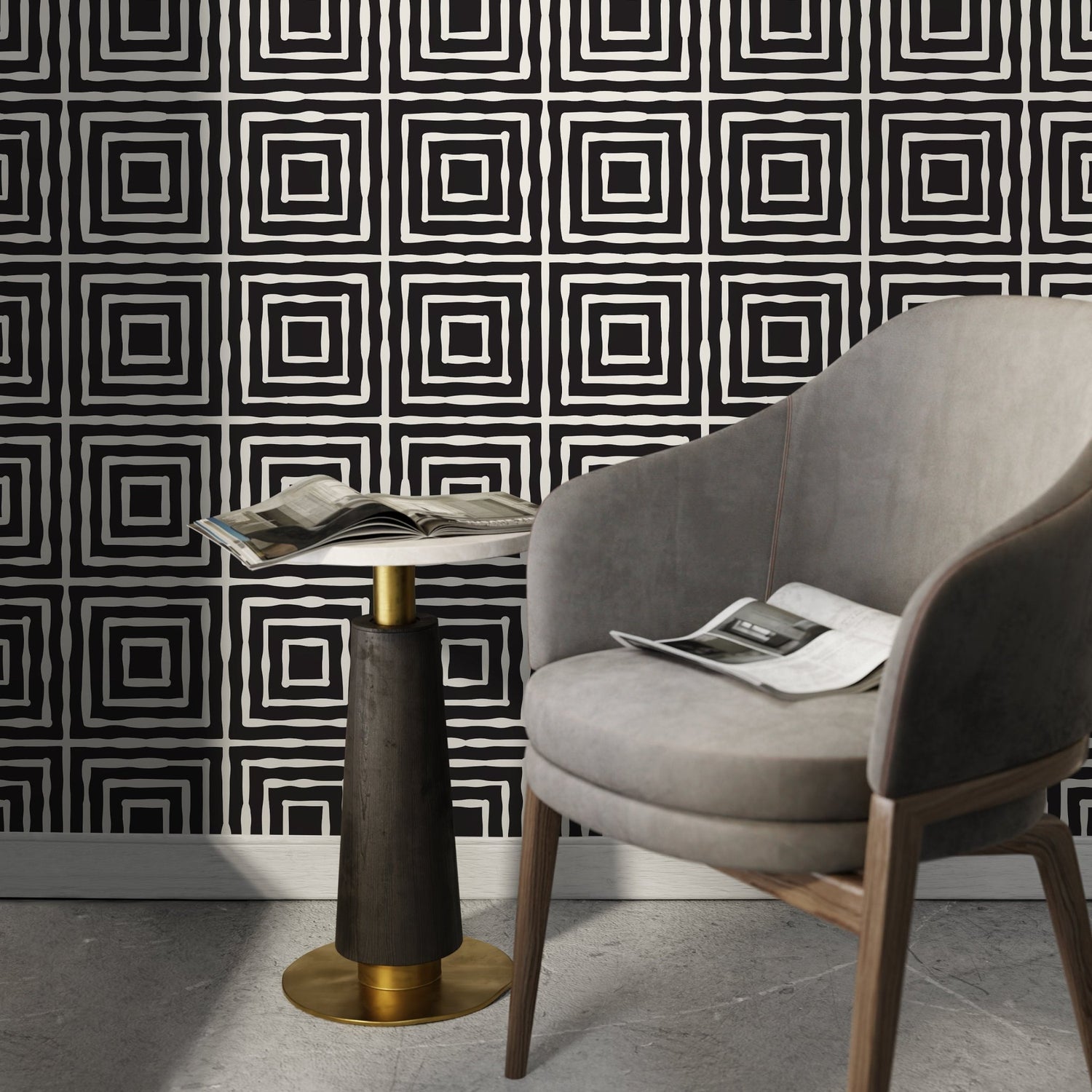 Geometric Squares Wallpaper - C315 - WallTrend