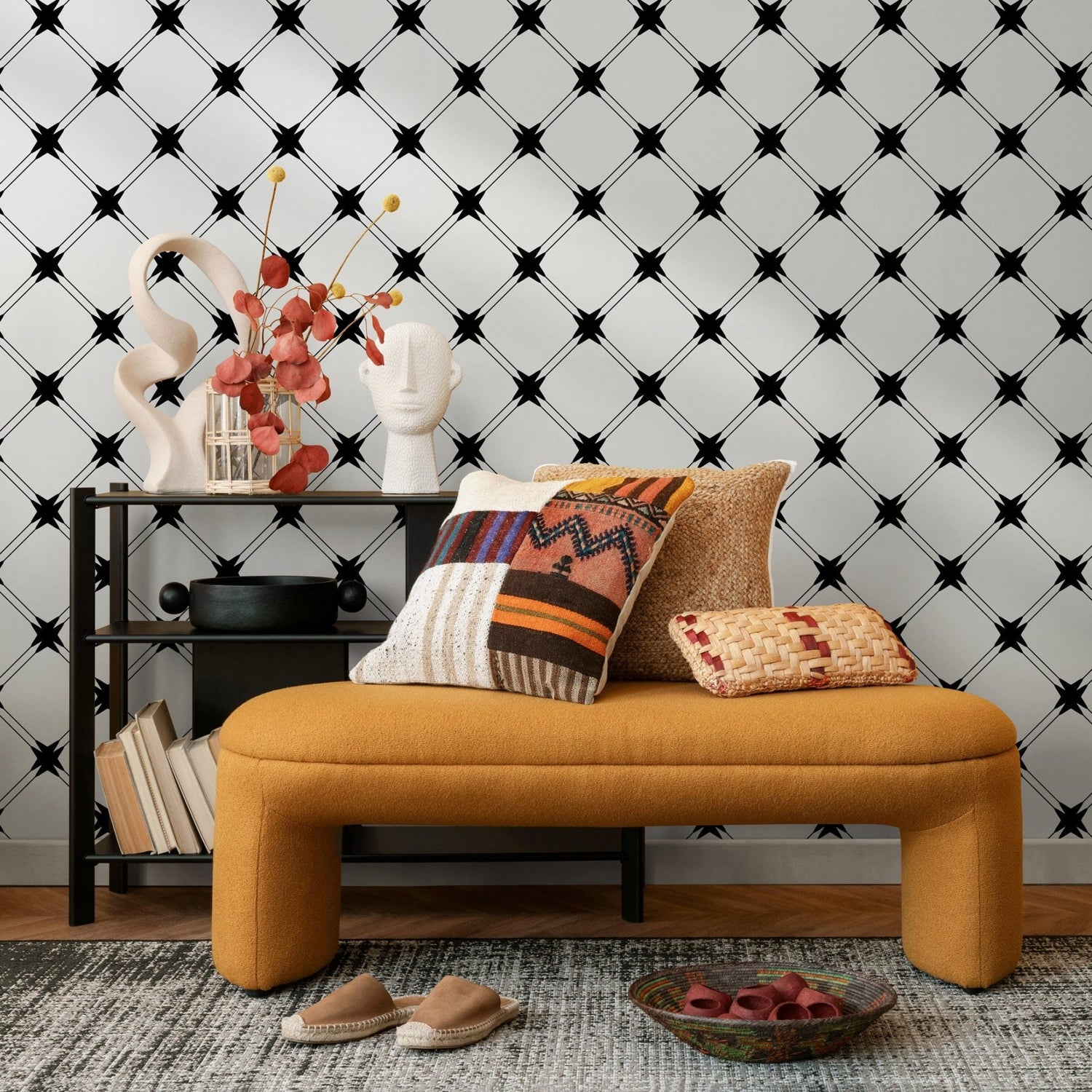 Geometric Starburst Wallpaper - A860 - WallTrend
