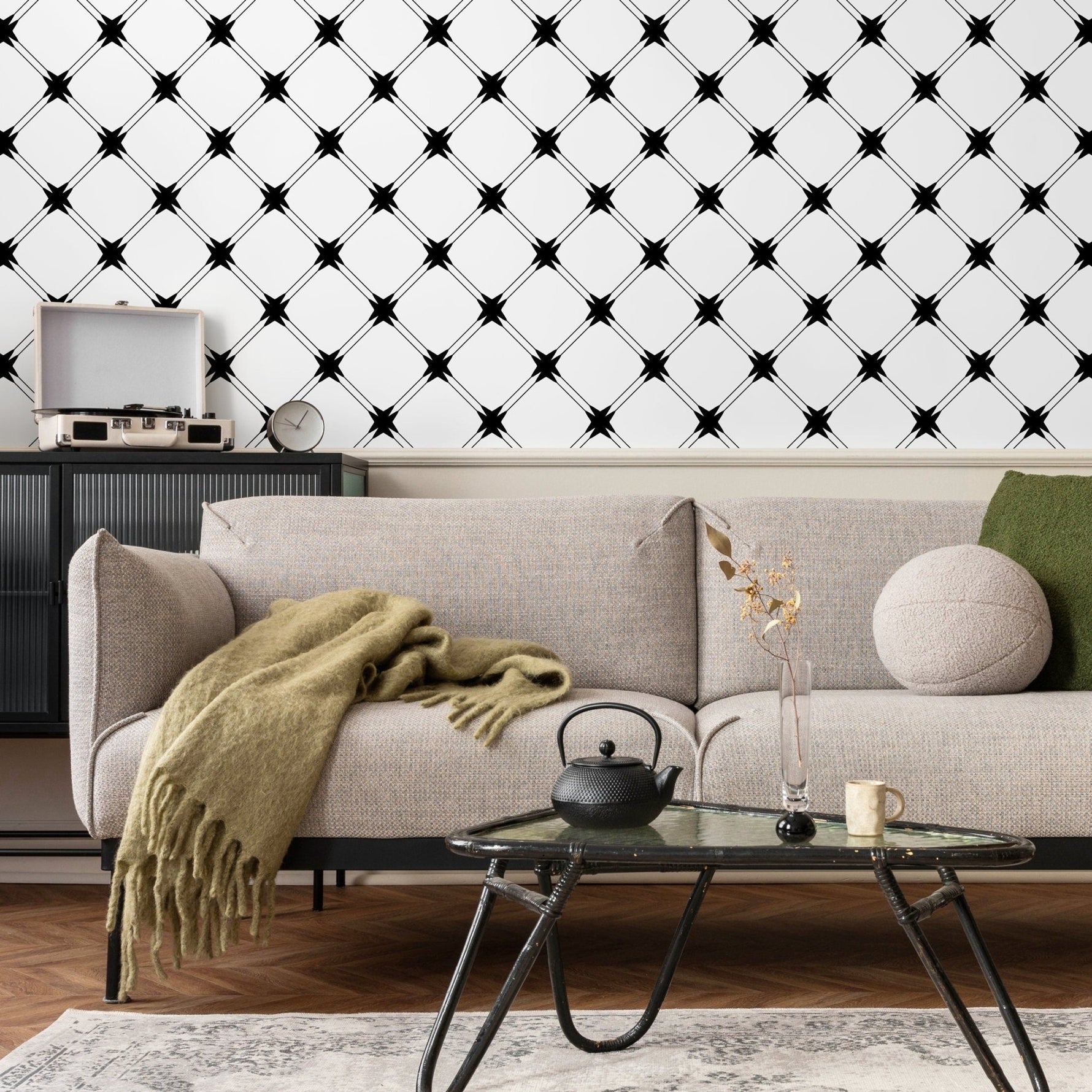 Geometric Starburst Wallpaper - A860 - WallTrend