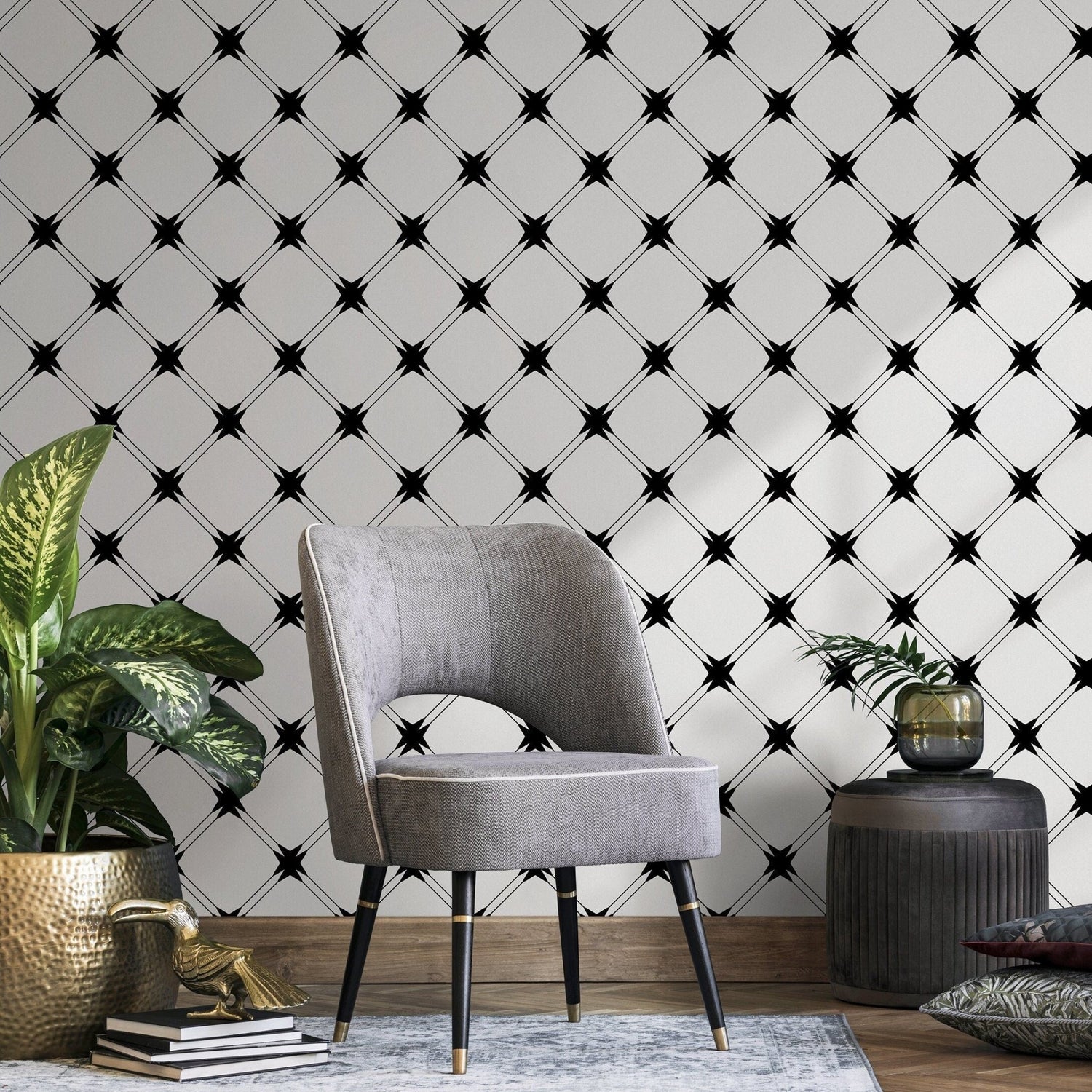 Geometric Starburst Wallpaper - A860 - WallTrend