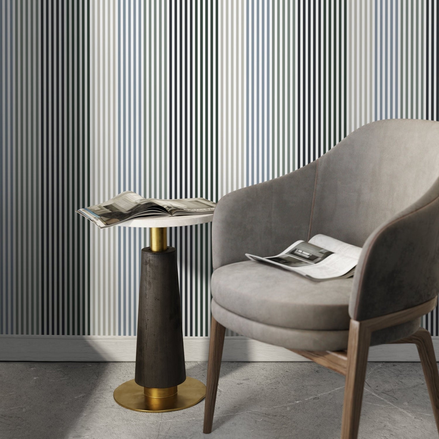 Geometric Striped Wallpaper Modern Wallpaper Peel and Stick and Traditional Wallpaper - D756 - WallTrend