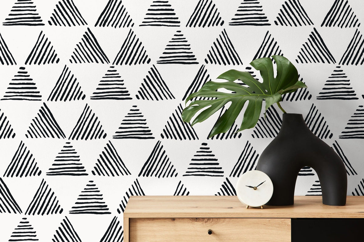 Geometric Stripes and Triangles Wallpaper - B817 - WallTrend