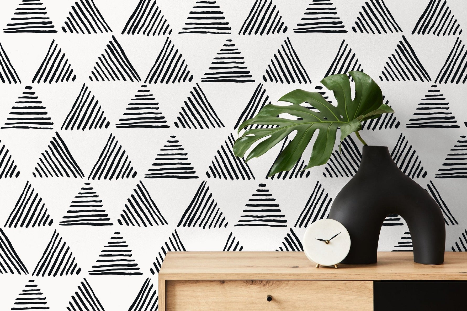 Geometric Stripes and Triangles Wallpaper - B817 - WallTrend