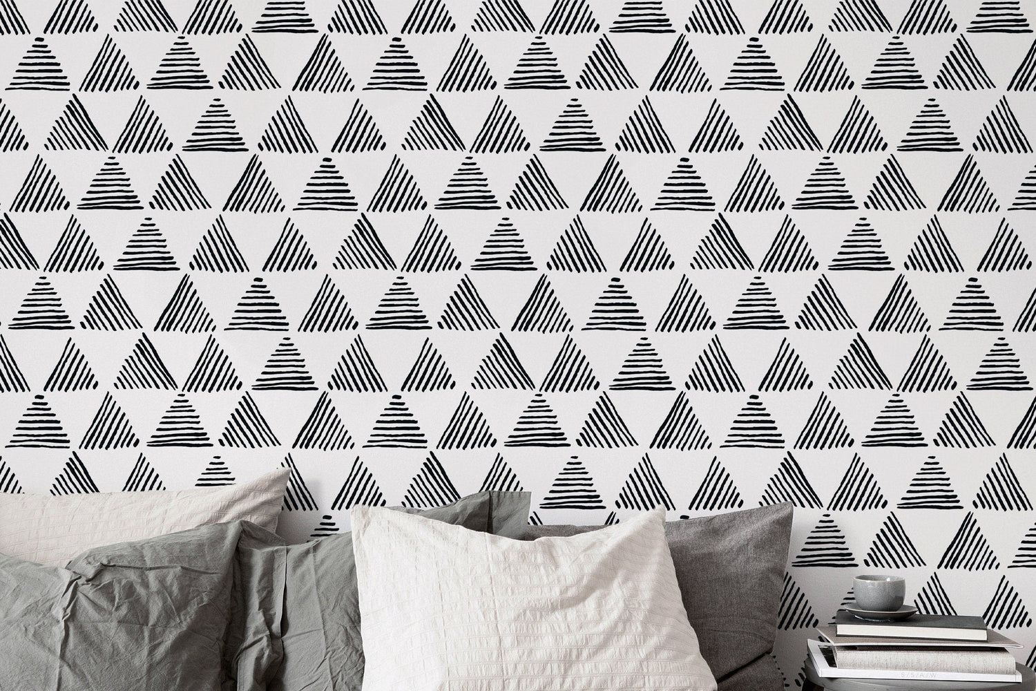 Geometric Stripes and Triangles Wallpaper - B817 - WallTrend