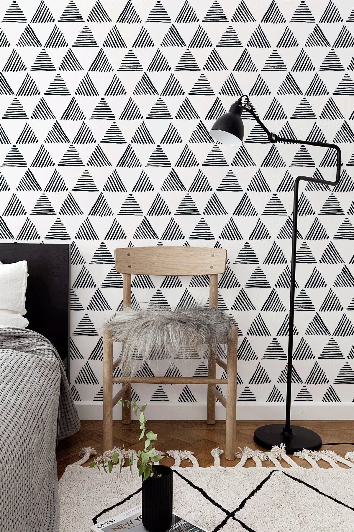 Geometric Stripes and Triangles Wallpaper - B817 - WallTrend