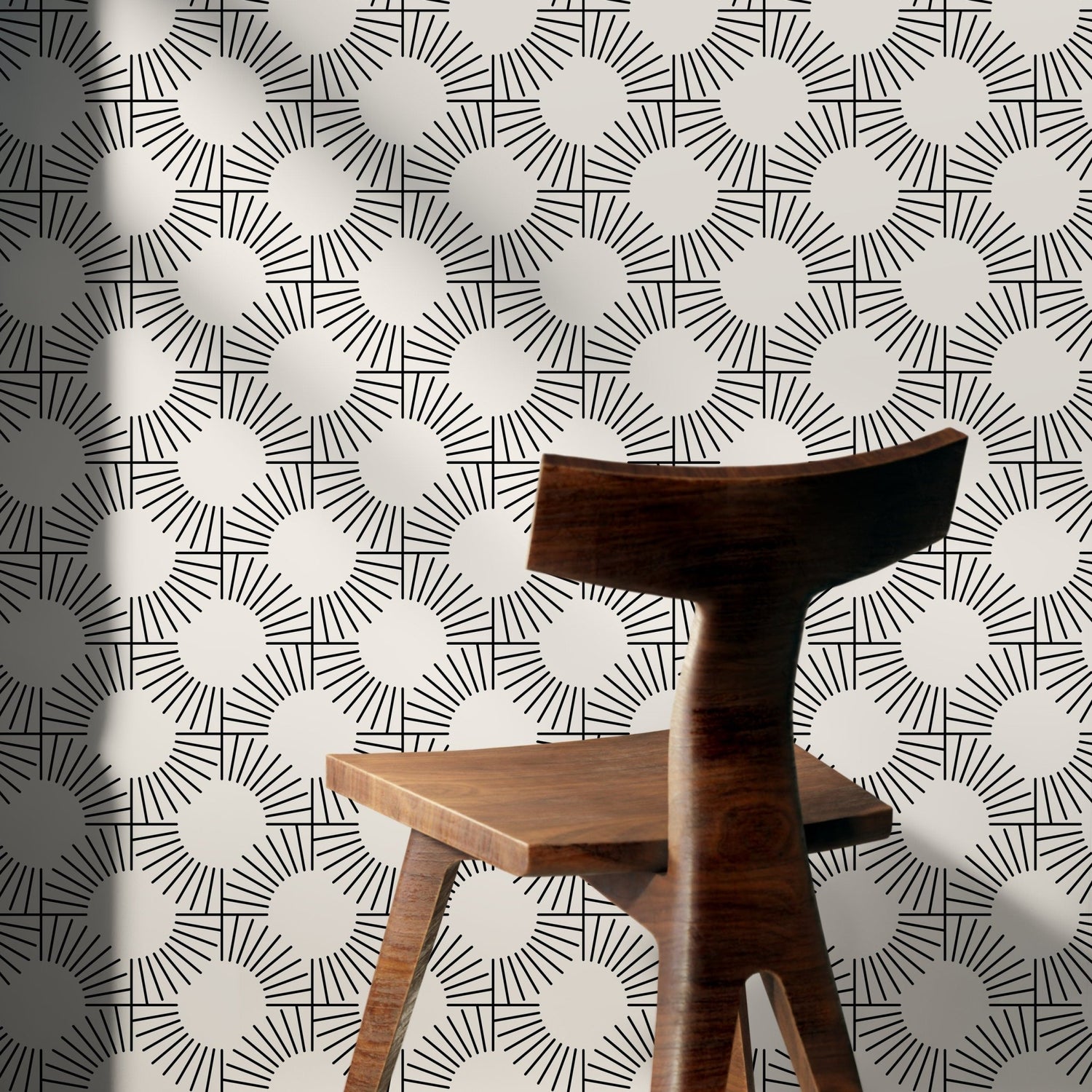 Geometric Sunburst Wallpaper - C379 - WallTrend