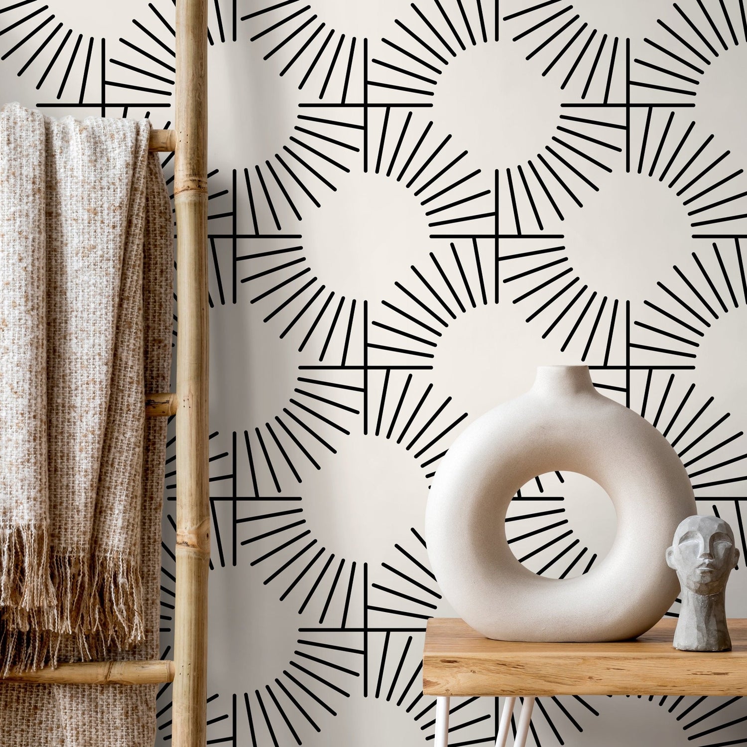 Geometric Sunburst Wallpaper - C379 - WallTrend