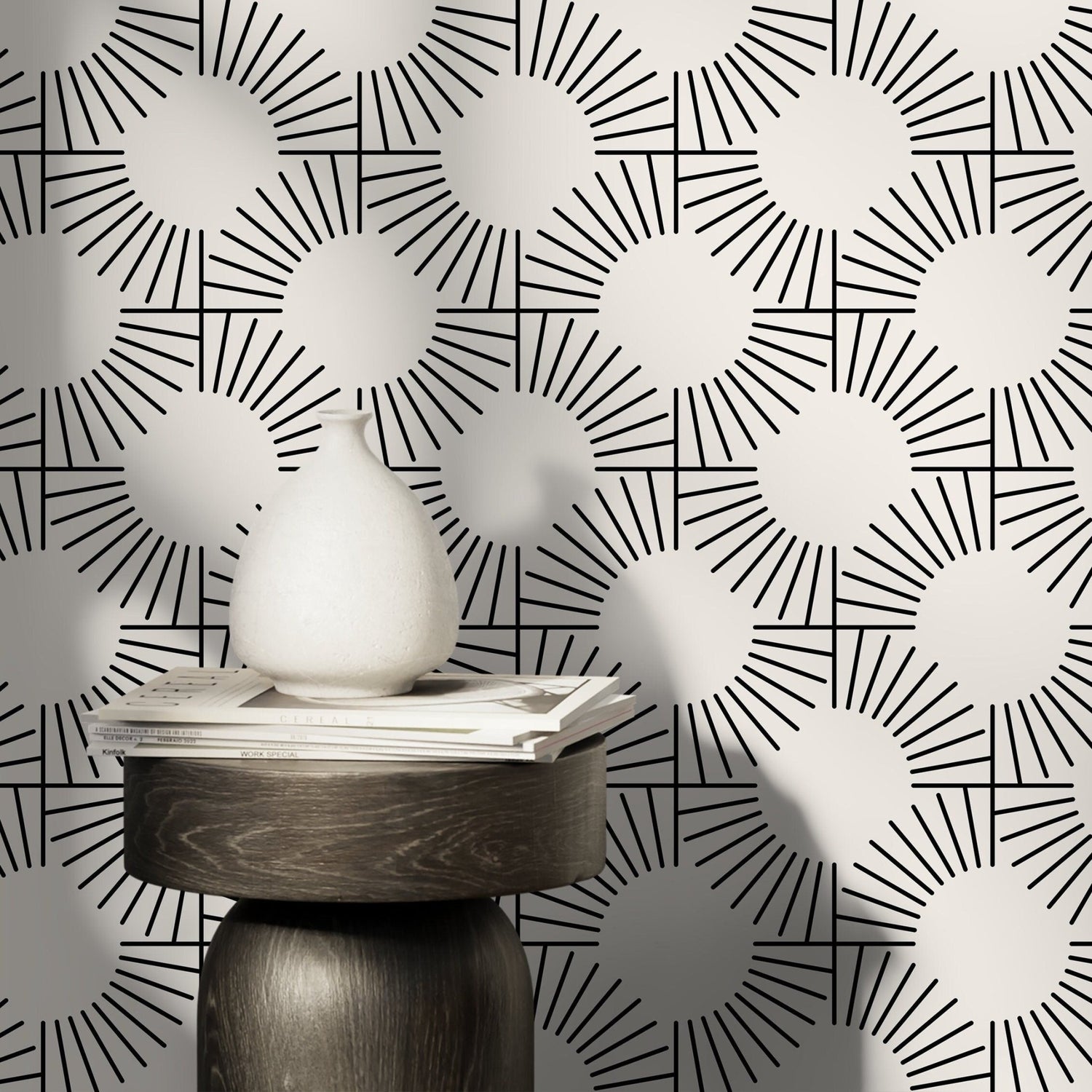 Geometric Sunburst Wallpaper - C379 - WallTrend