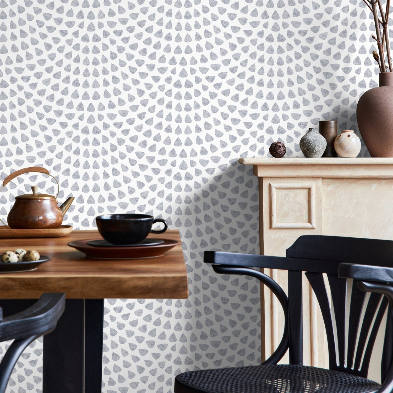 Geometric Teardrop Wallpaper - A064 - WallTrend