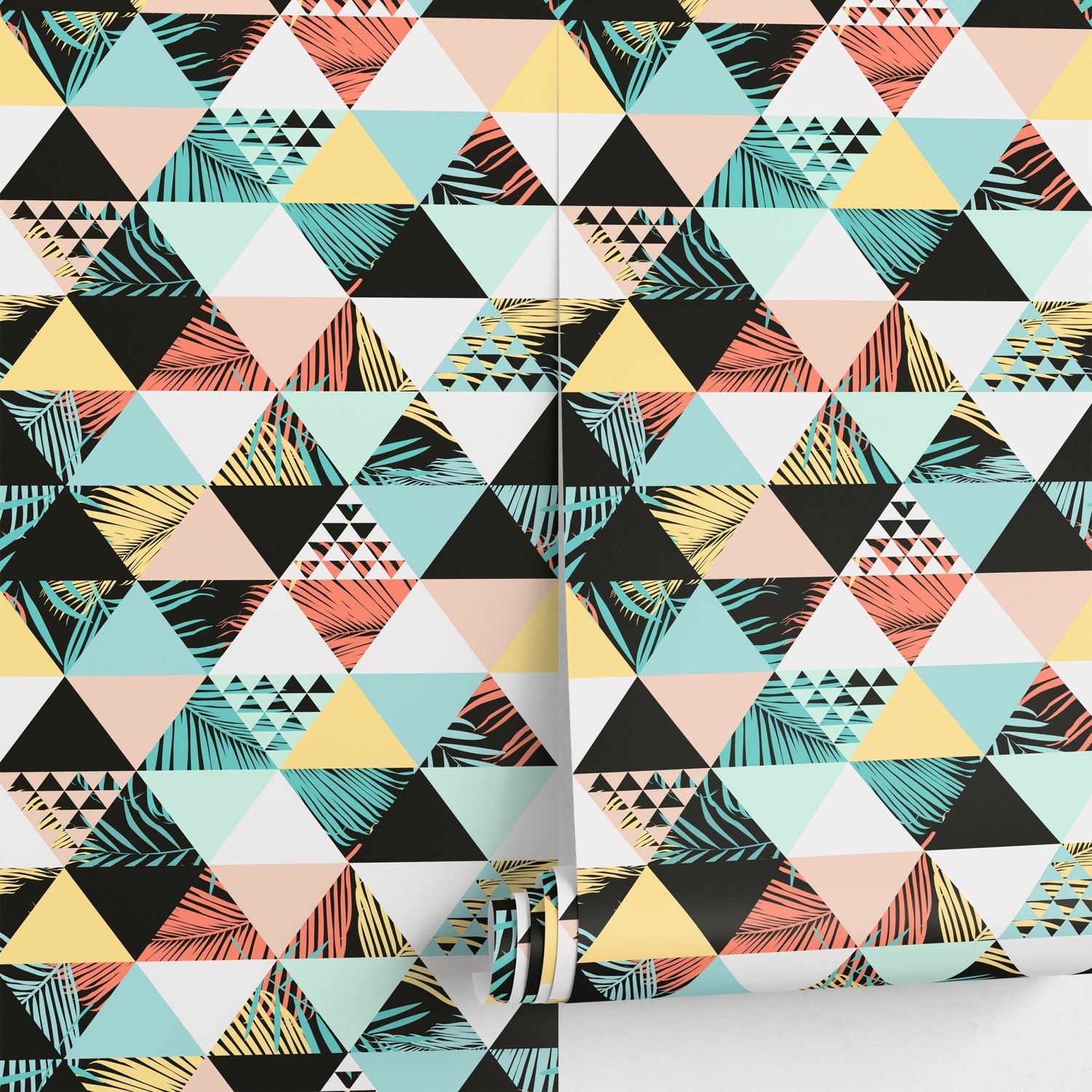 Geometric Triangles Wallpaper Modern Abstract Wallpaper Peel and Stick and Traditional Wallpaper - A599 - WallTrend