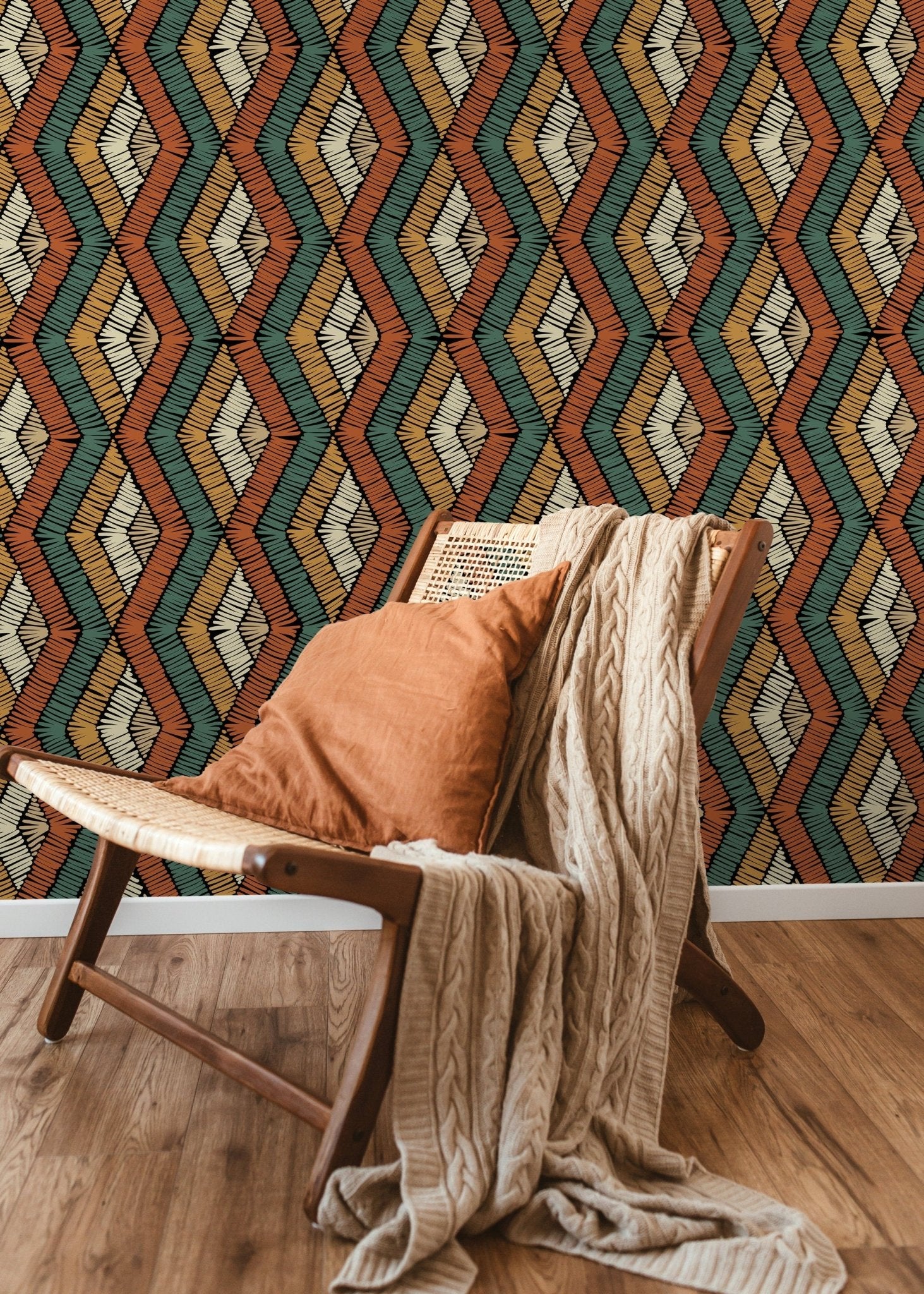 Geometric Tribal Diamond Wallpaper - D513 - WallTrend