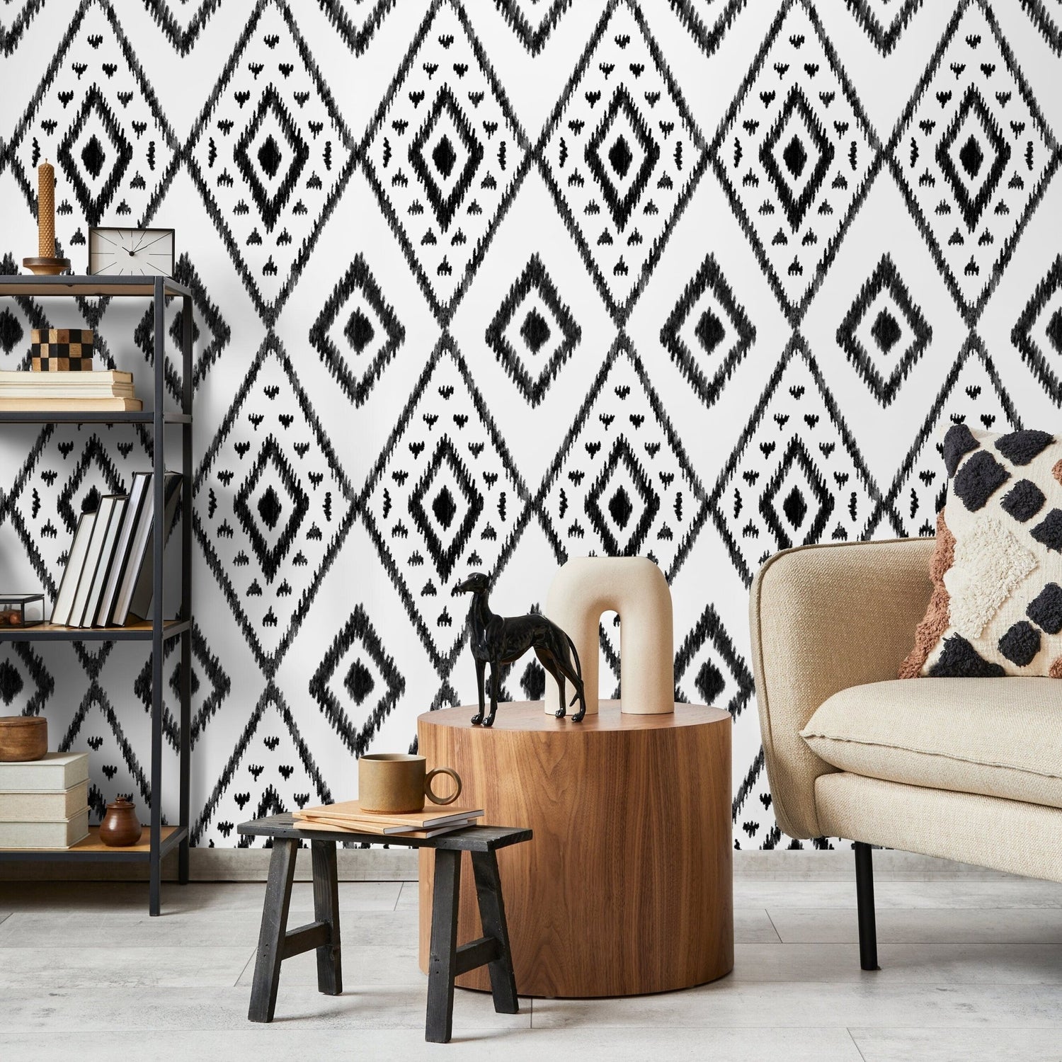 Geometric Tribal Motif Wallpaper - C848 - WallTrend