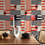 Geometric Wallpaper Modern Black and Orange Wallpaper Peel and Stick and Traditional Wallpaper - D848 - WallTrend
