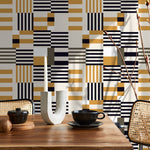 Geometric Wallpaper Modern Black and Yellow Wallpaper Peel and Stick and Traditional Wallpaper - D847 - WallTrend