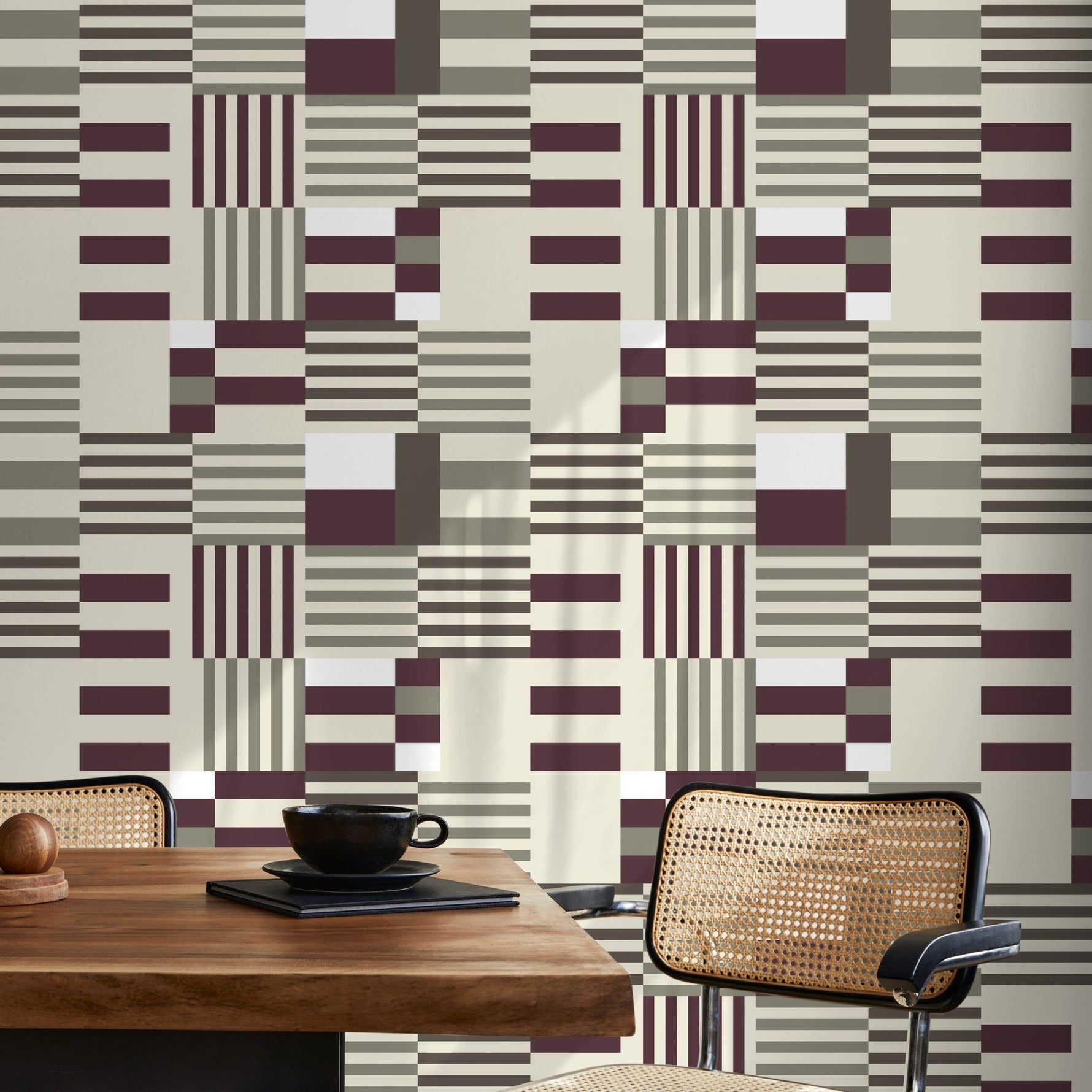 Geometric Wallpaper Modern Grey and Purple Wallpaper Peel and Stick and Traditional Wallpaper - D846 - WallTrend